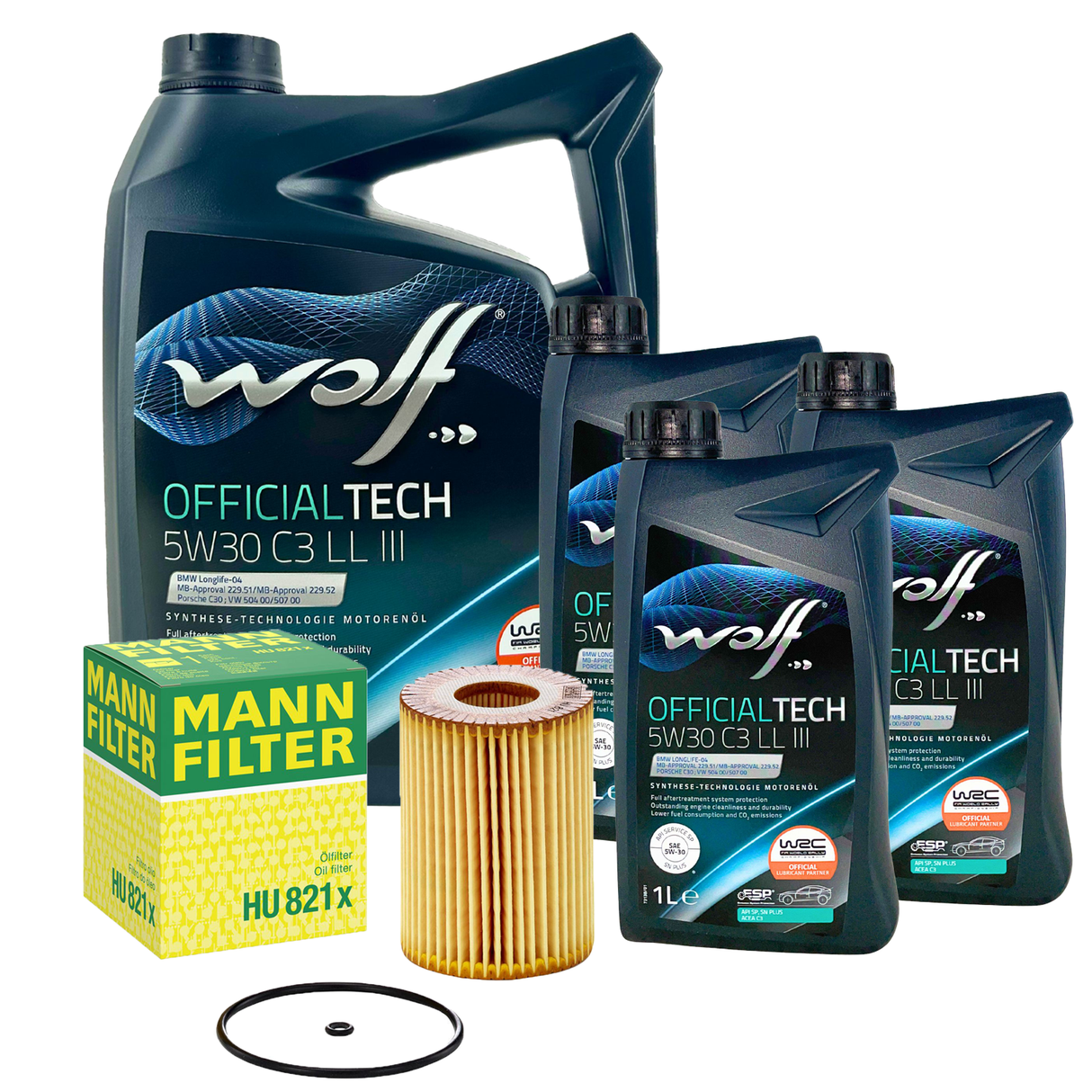 8L WOLF 5W30 C3 LL III + MANN Ölfilter für MERCEDES W203 W204 W211 W212 OM642