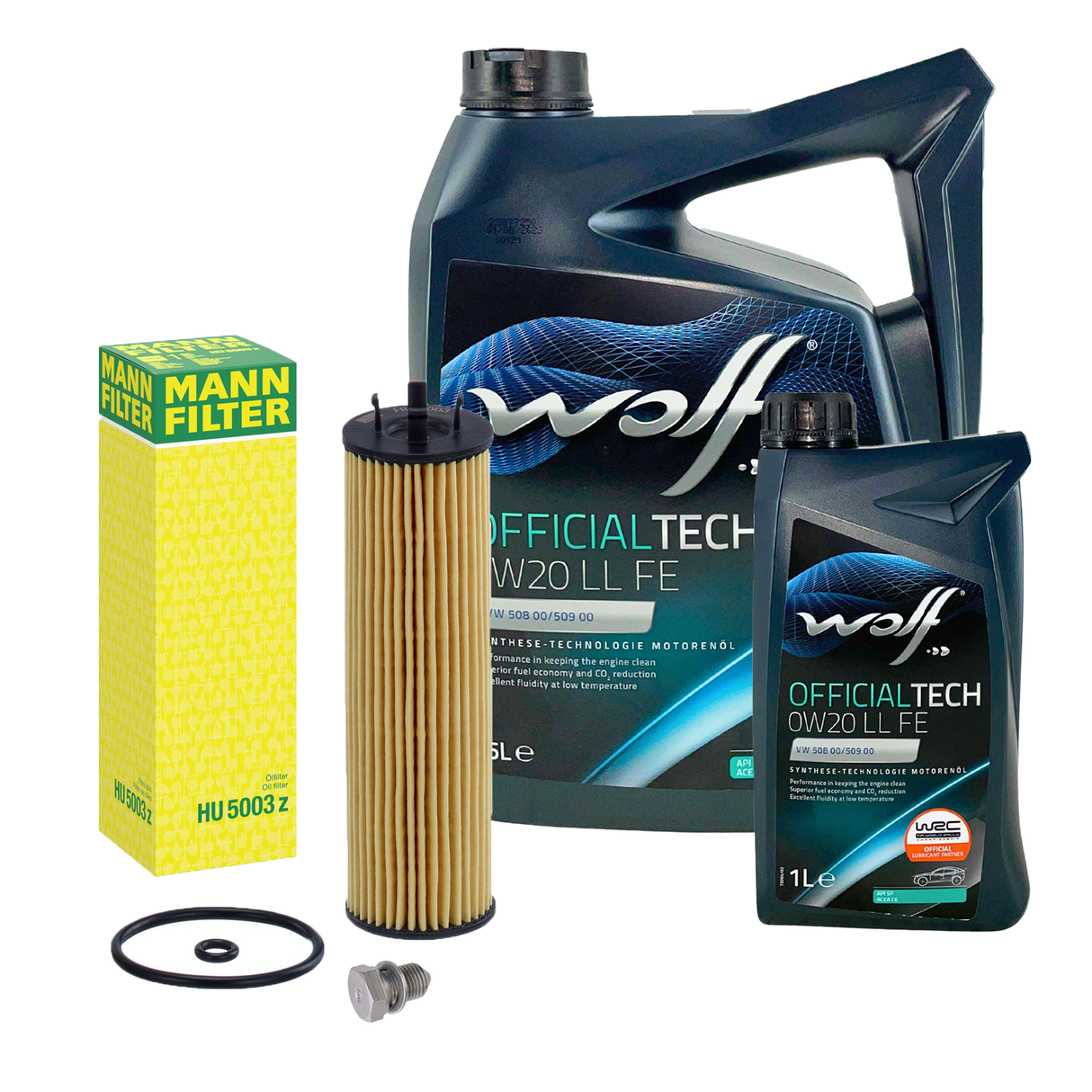6L WOLF OFFICIALTECH 0W20 LL FE + MANN Ölfilter für VW GOLF 8 PASSAT B8 2.0 TDI