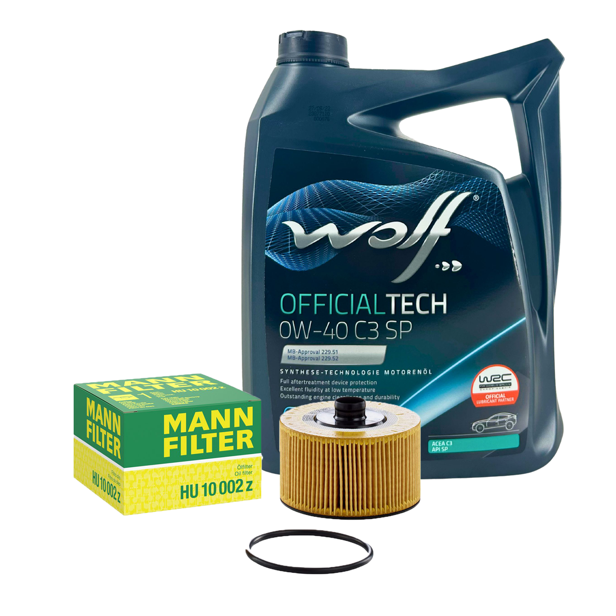 5L WOLF 0W-40 C3 SP + MANN Ölfilter für DACIA MERCEDES NISSAN RENAULT SMART