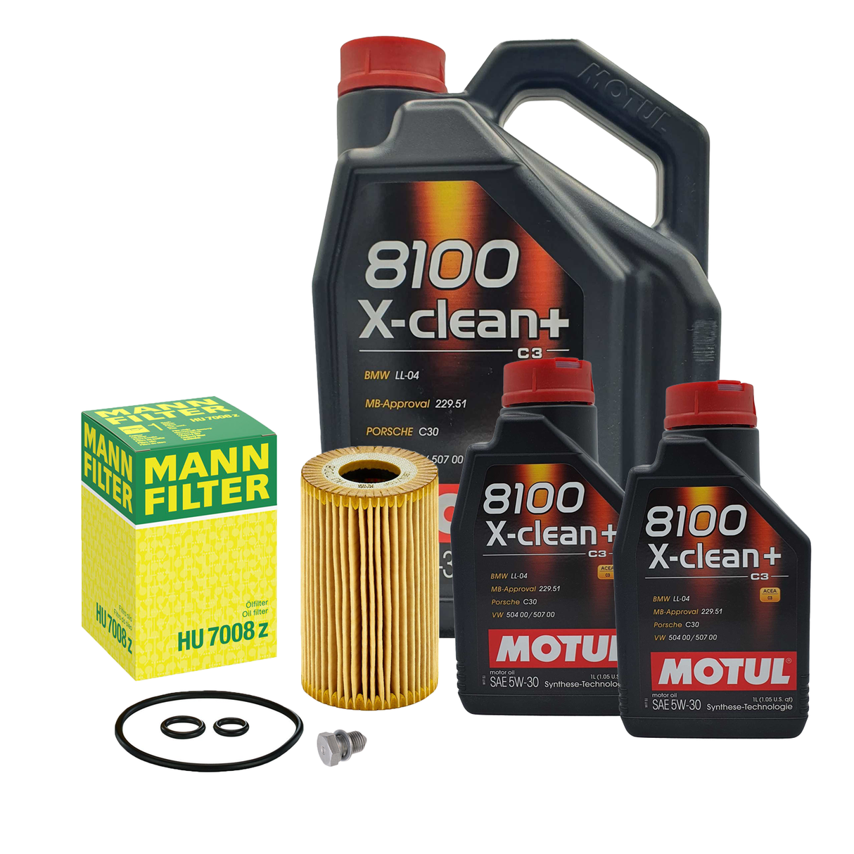 7L Motul 8100 X-clean+ Mann-Ölfilter HU7008Z VW Multivan T5 T6 Transporter