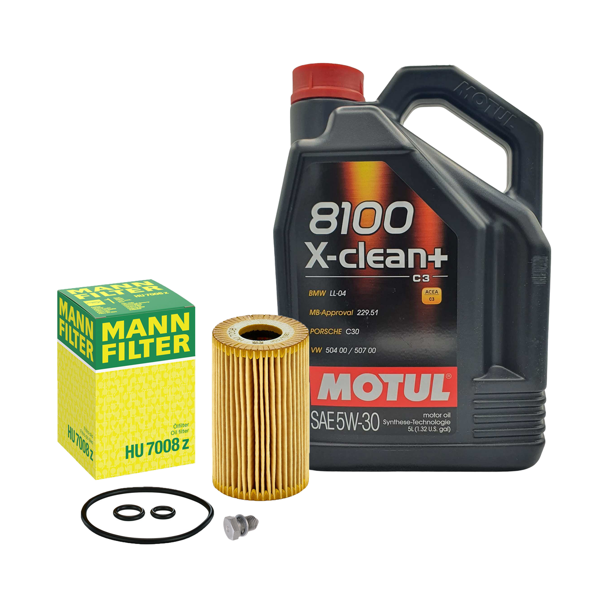 Mann Filter HU 7008Z Motul 8100 X-Clean+ 5W30 5L für Audi VW Golf V VI Passat