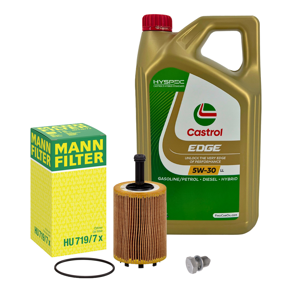 Mann Ölfilter HU719/7x + 5L Castrol Edge 5W-30 LL für VW Touran 1T 1.9 2.0 TDI