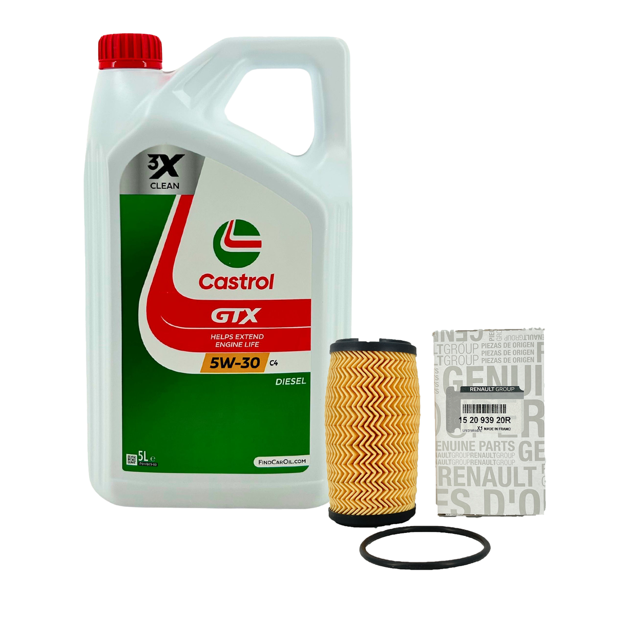 5L Castrol GTX 5W30 C4 Motoröl ORIGINAL Renault Ölfilter 152093920R