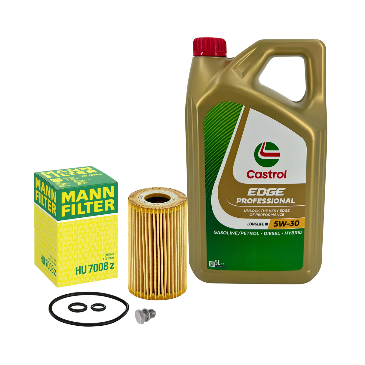 5L Castrol EDGE Prof. LL III 5W30 Mann Filter HU 7008 Z für Audi A1 -A6 Q3 Q5 VW