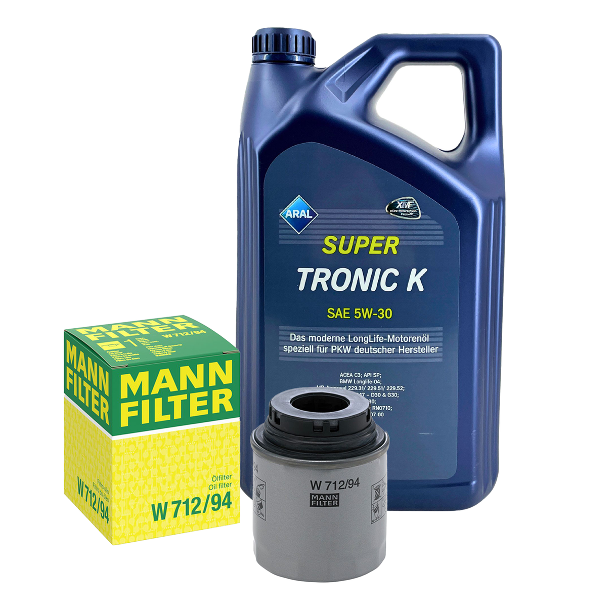 MANN- ÖLFILTER + Aral 5W-30 Longlife Öl Seat Leon Skoda Audi VW Golf 1.2 1.4TSI