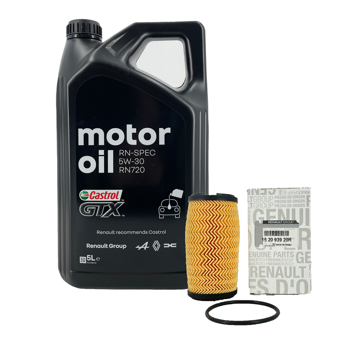 Ölwechselset Original Renault Ölfilter 15 20 939 20R Castrol GTX RN720 5W30 5L