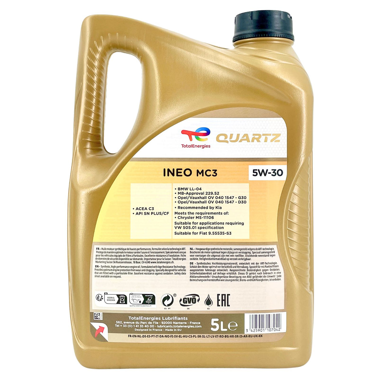 6 Liter TOTAL QUARTZ INEO MC3 5W-30 Motoröl + MANN HU10002z Ölfilter