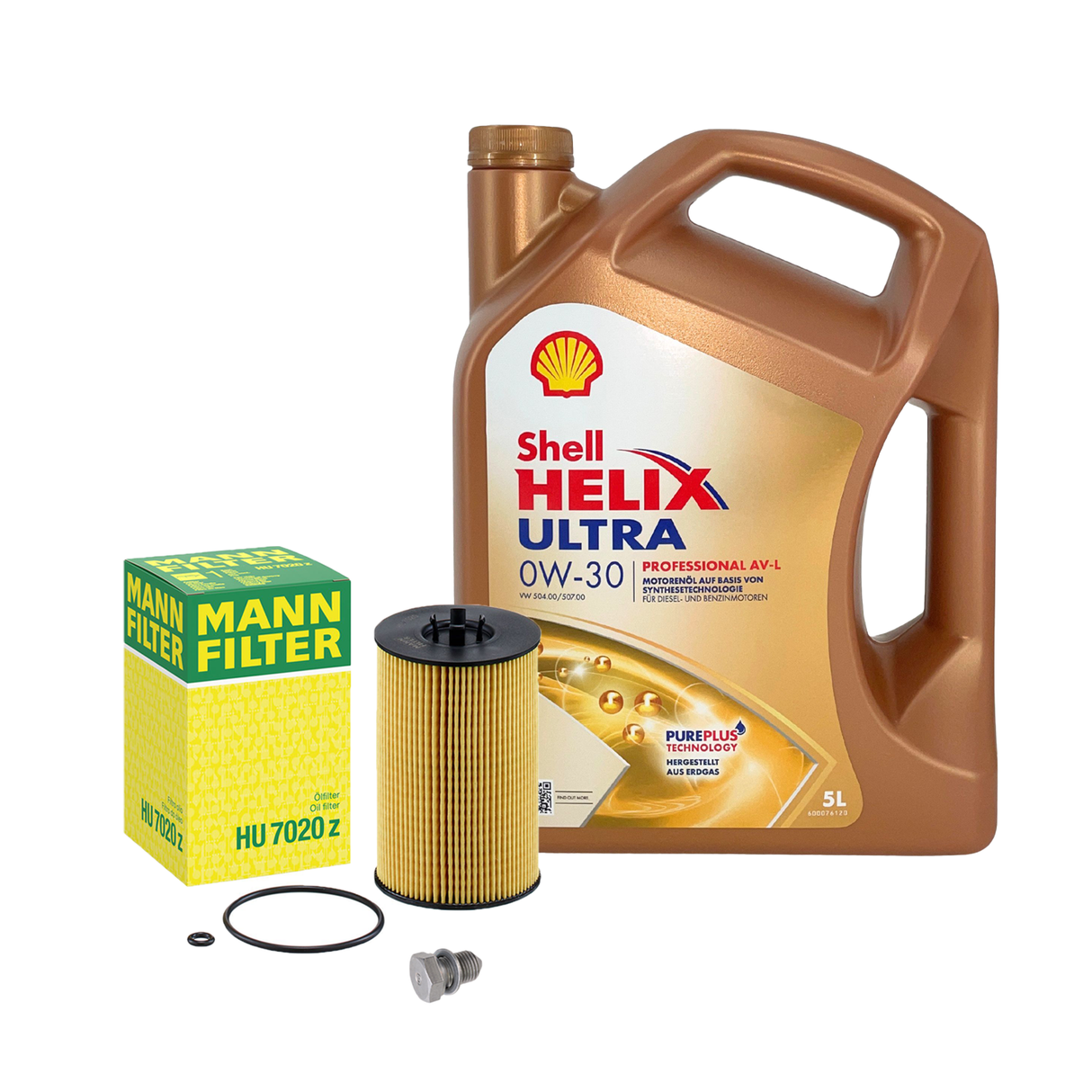 Ölwechselset 5 Liter Shell AV-L 0W30 Filter Ölablassschraube VAG 1.6 2.0 TDI