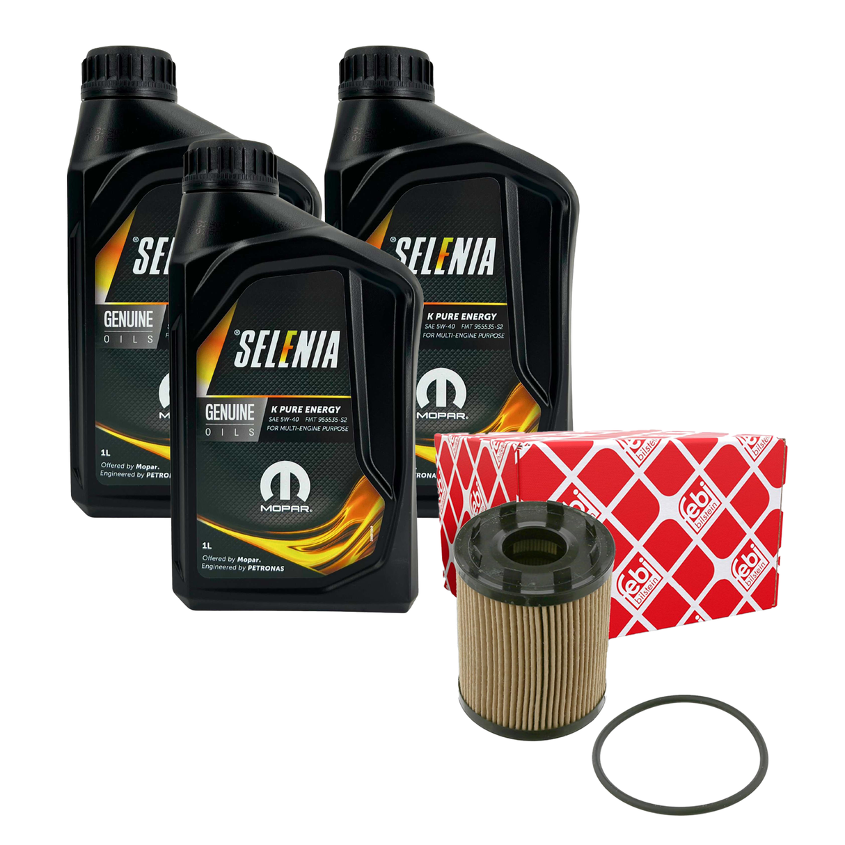 Selenia K Pure Energy 5W-40 3 x 1 Liter + Febi Bilstein Ölfilter 26366