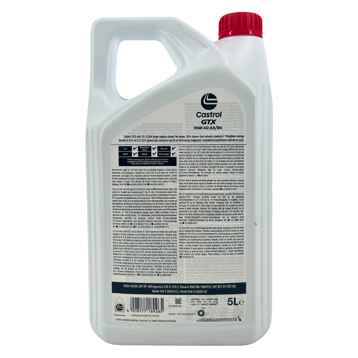 Castrol GTX 10W-40 A3/B4 5 Liter