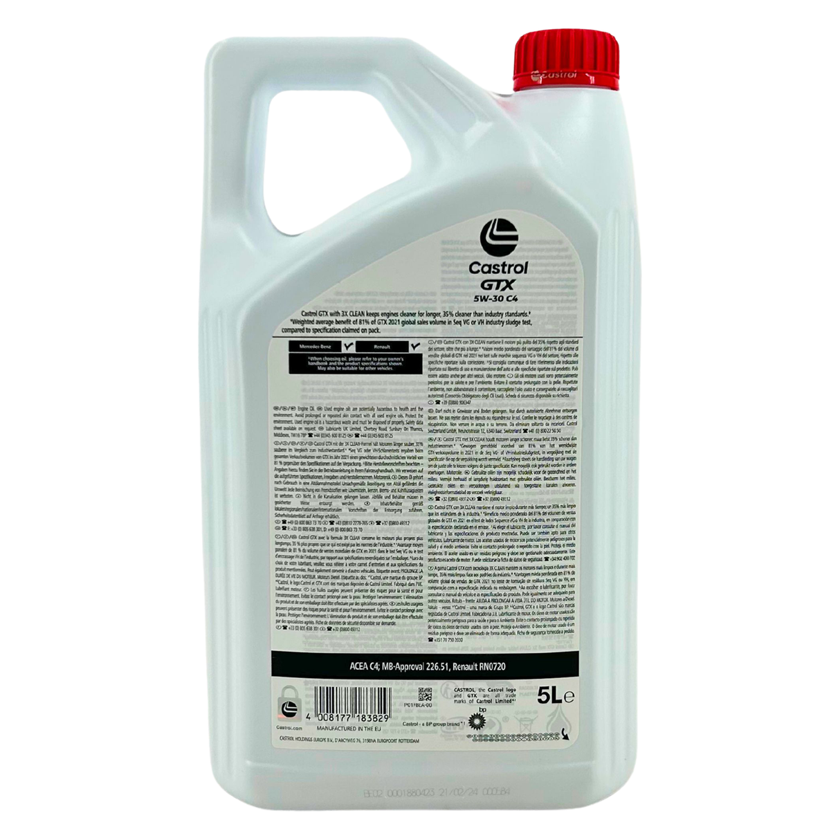 5L Castrol GTX 5W30 C4 Motoröl ORIGINAL Renault Ölfilter 152093920R