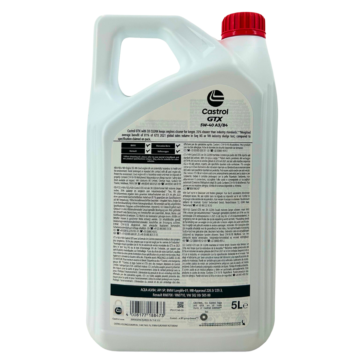 Castrol GTX 5W-40 A3/B4 5 Liter Castrol
