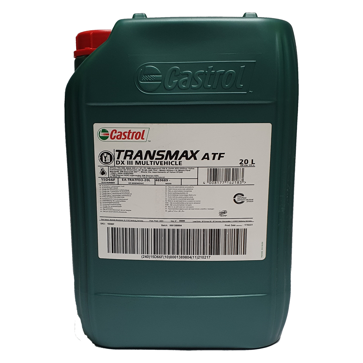 Castrol Transmax ATF DX III Multivehicle 20 Liter