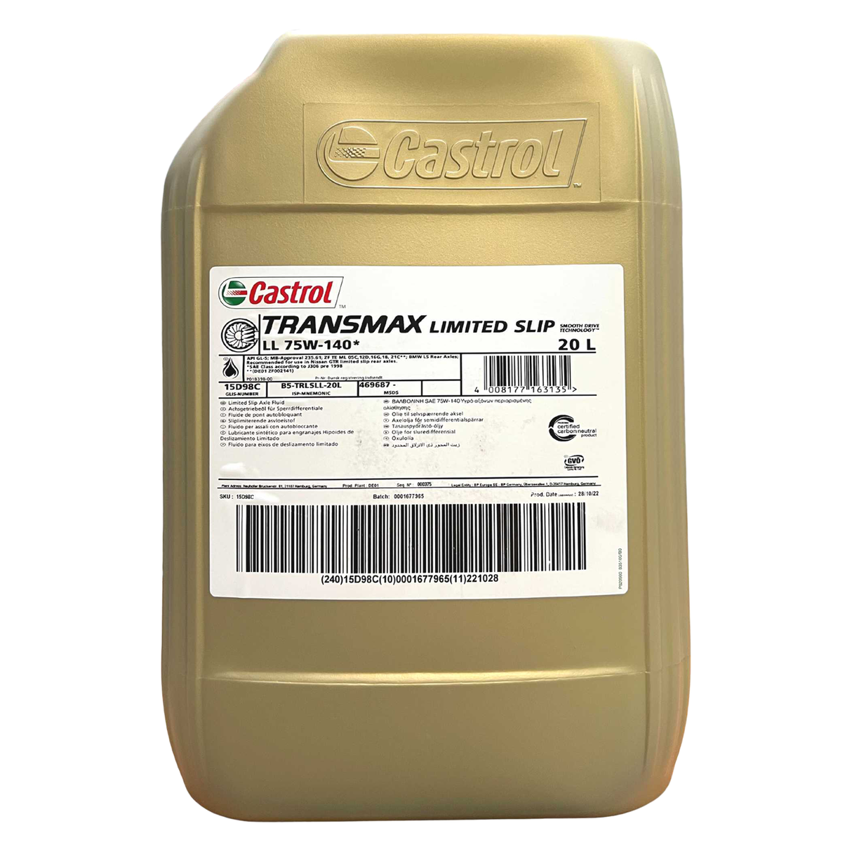 Castrol Transmax Limited Slip 75W-140 LL 20 Liter
