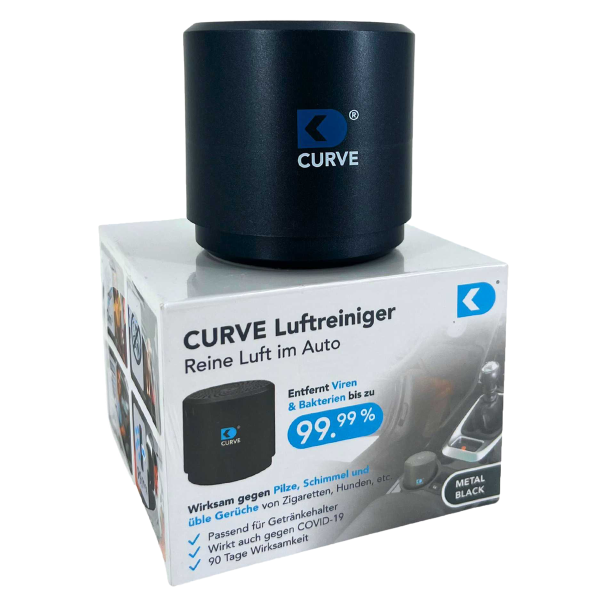 DK medical® CURVE Auto Luftreiniger Metal Black