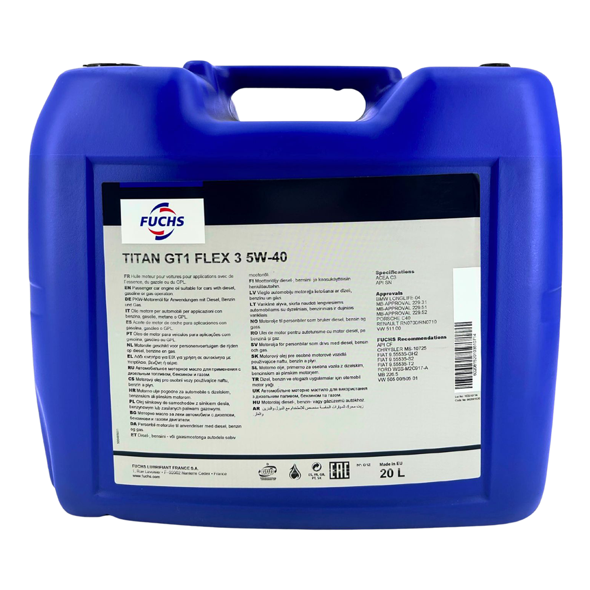 Fuchs Titan GT1 Flex 3 5W-40 20 Liter