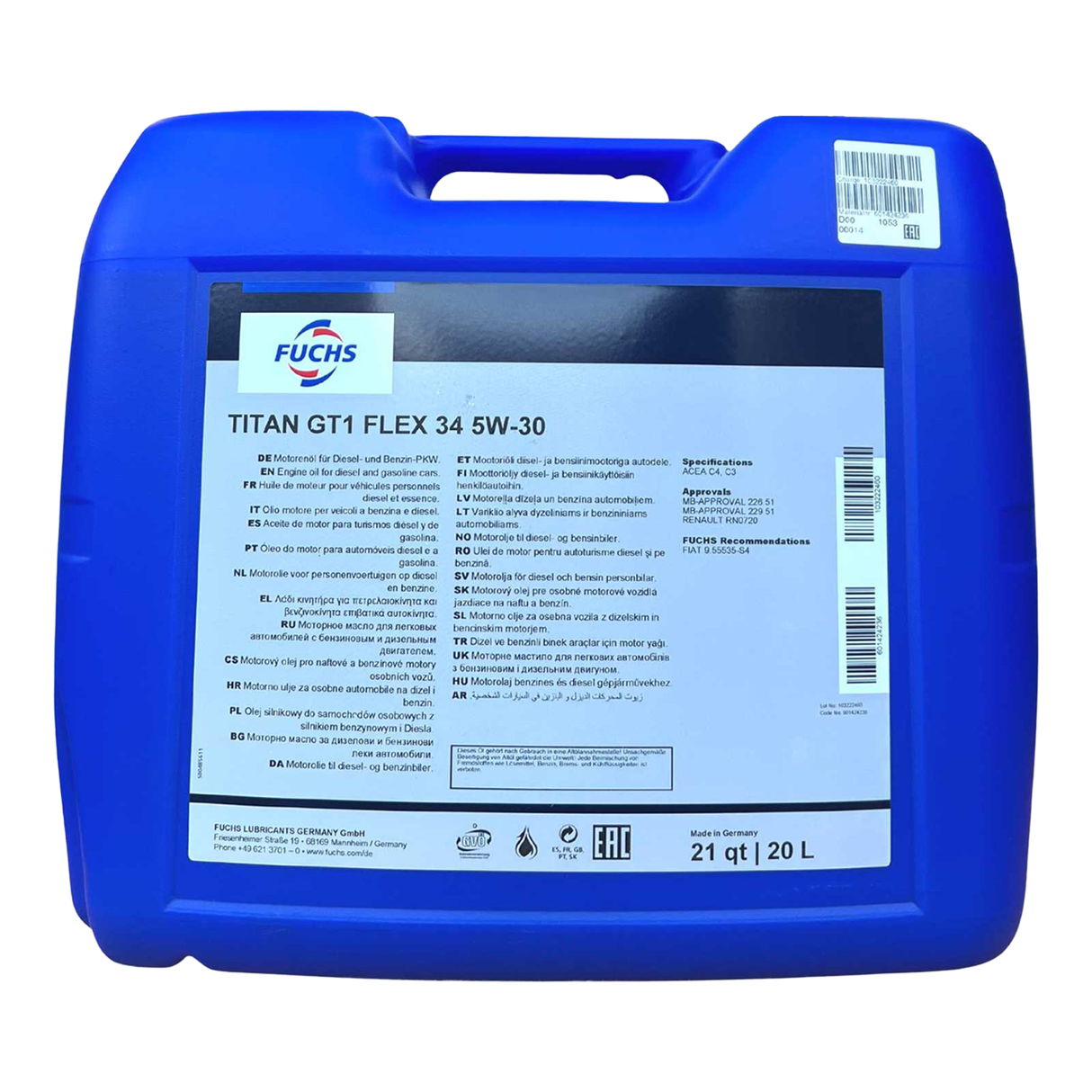 Fuchs Titan GT1 Flex 34 5W-30 20 Liter