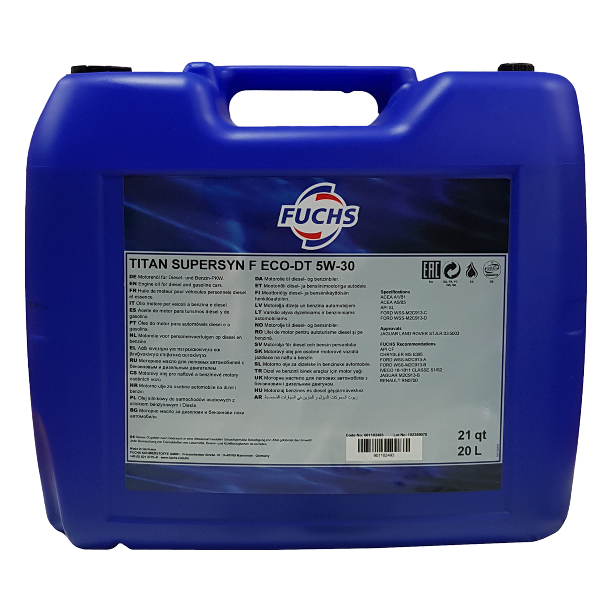 Fuchs Titan Supersyn F ECO-DT 5W-30 20 Liter