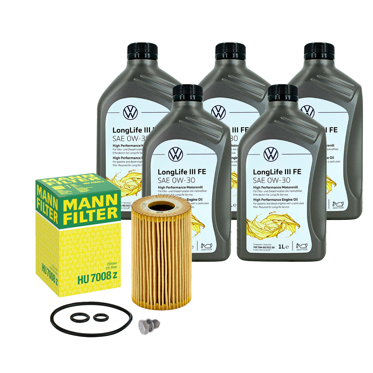 Original VW 0W30 504 507 5x1L + Ölfilter HU7008Z für Audi VW Golf V VI Passat