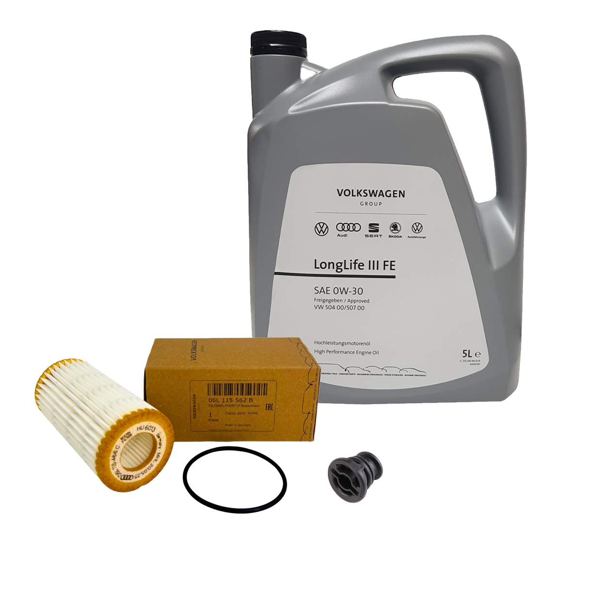 Ölwechselset Original 5L Audi VW 0W30 OEM Ölfilter 06L 115 562 B inkl Schraube