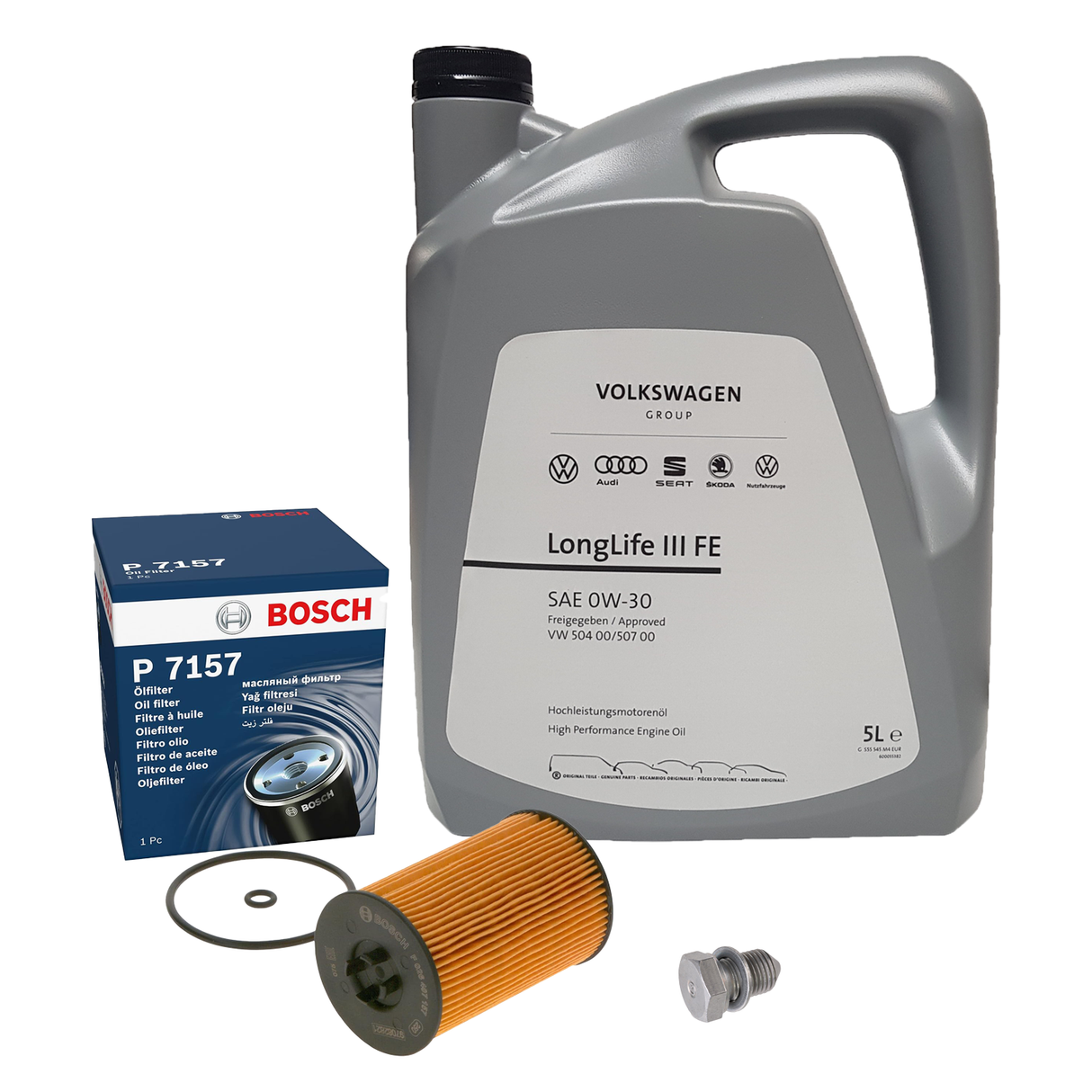 BOSCH ÖLFILTER+OE VW 0W30 ÖL passend für 1.6+2.0 TDI GOLF 7 PASSAT B8 TOURAN 5T