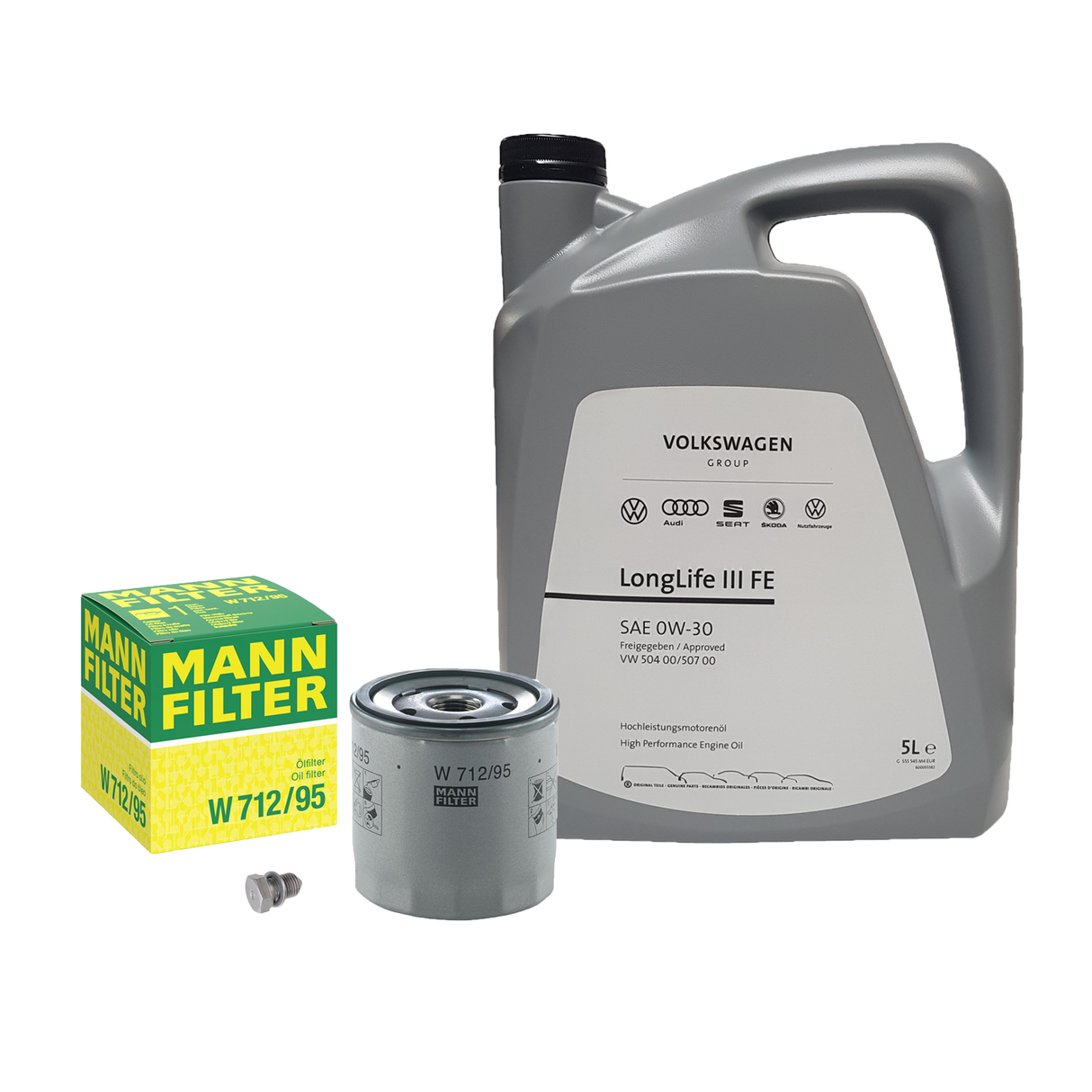 MANN-FILTER ÖLFILTER VAG + SCHRAUBE + 0W-30 VAG VW AUDI MOTOR-ÖL 0W30 LONGLIFE 3