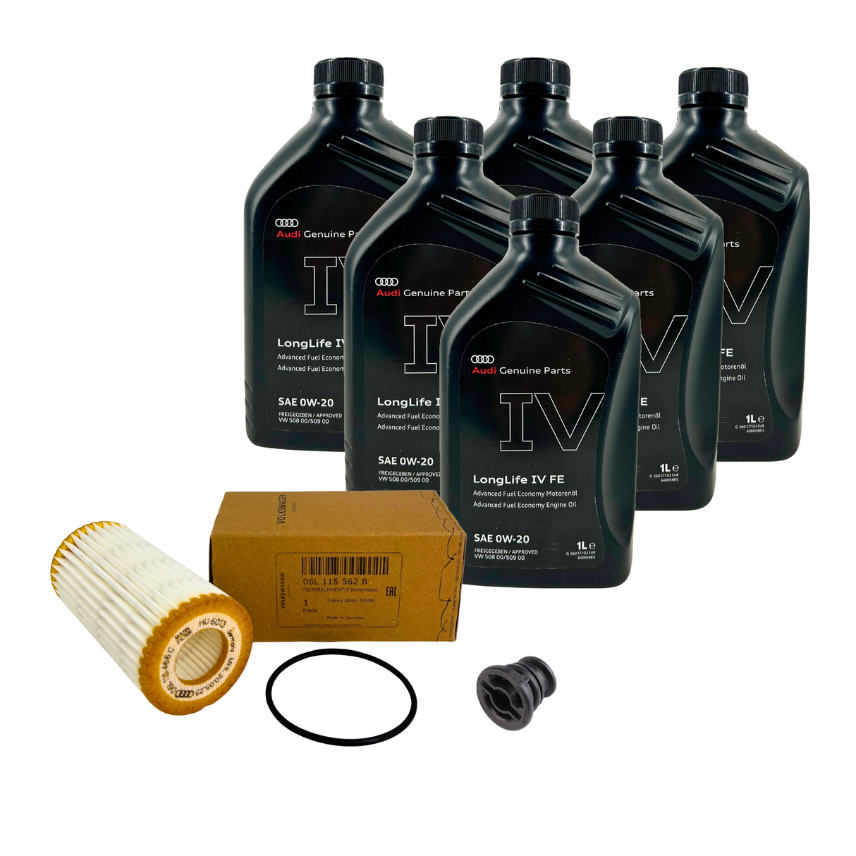 6L ORIGINAL Audi 0W20 Motoröl OEM Ölfilter 06L 115 562 B inkl Ölablassschraube