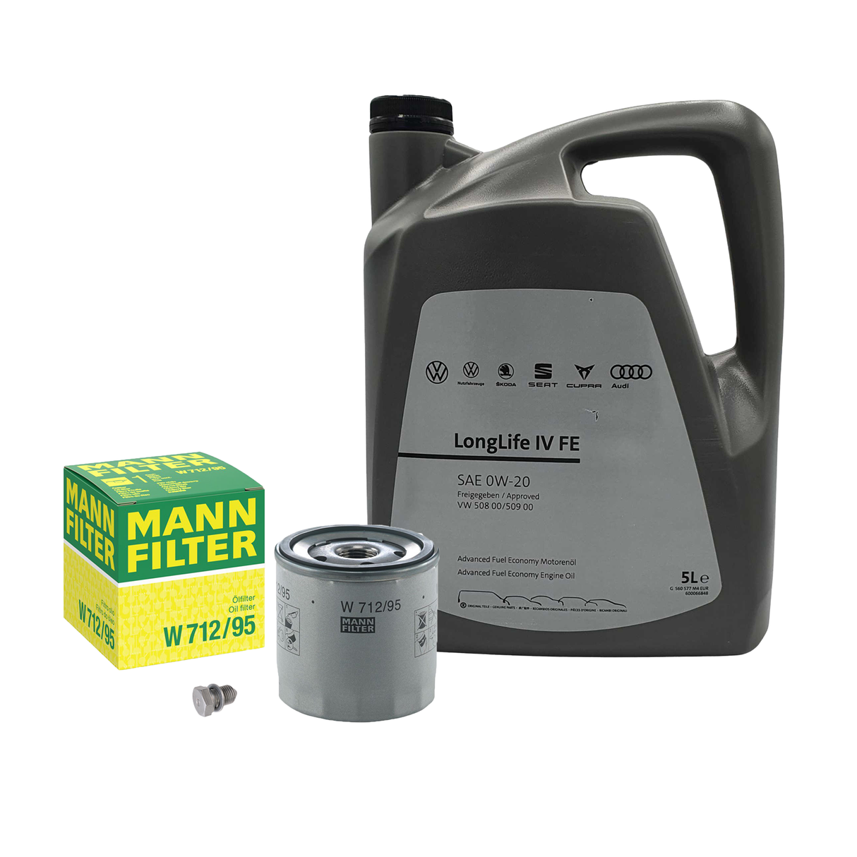 Mann Ölfilter + 5L Original 0W-20 Motoröl für VW Golf 7 8 Polo 5 6 1.0-1.5 TSI