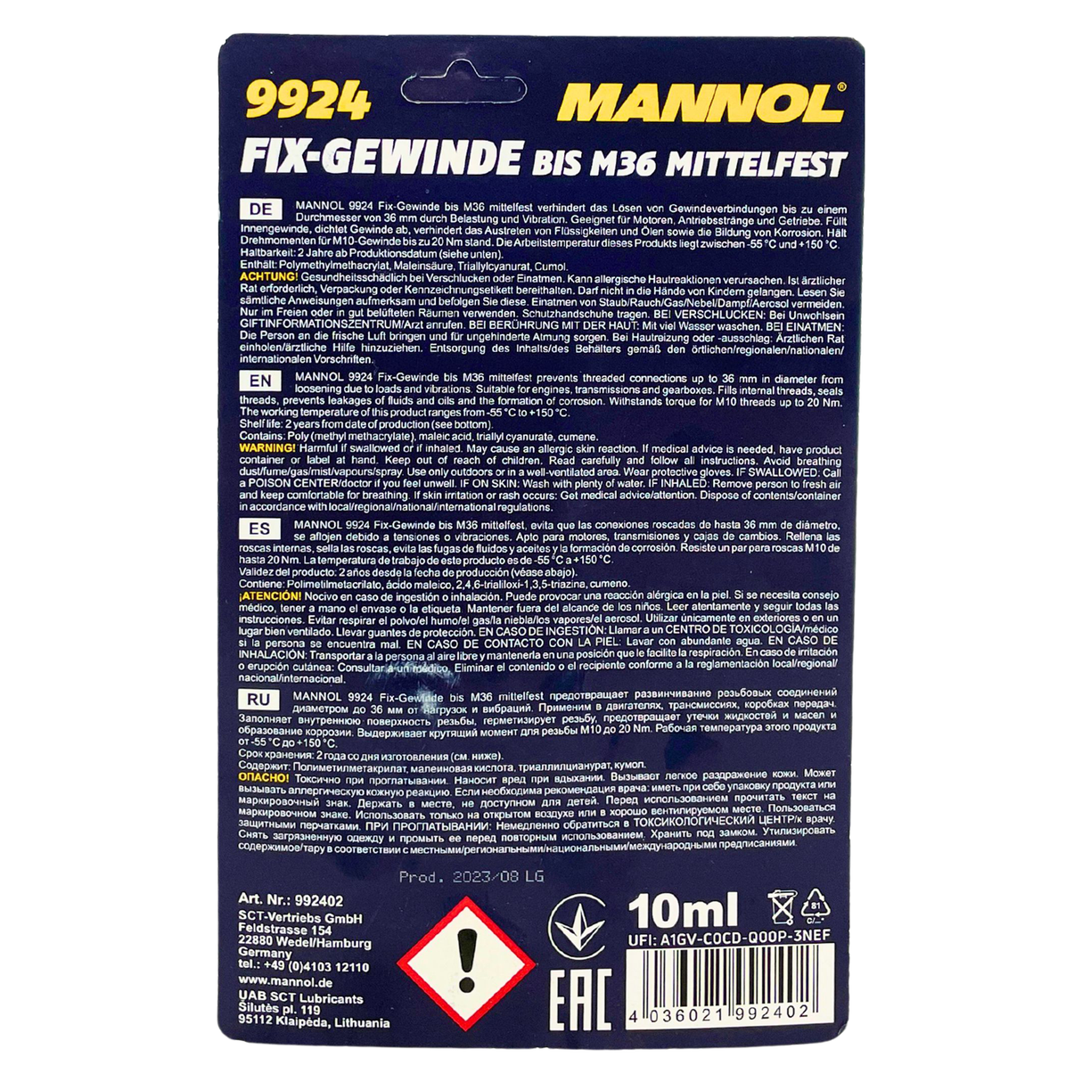 Mannol Fix-Gewinde bis M36 Mittelfest 10 ML