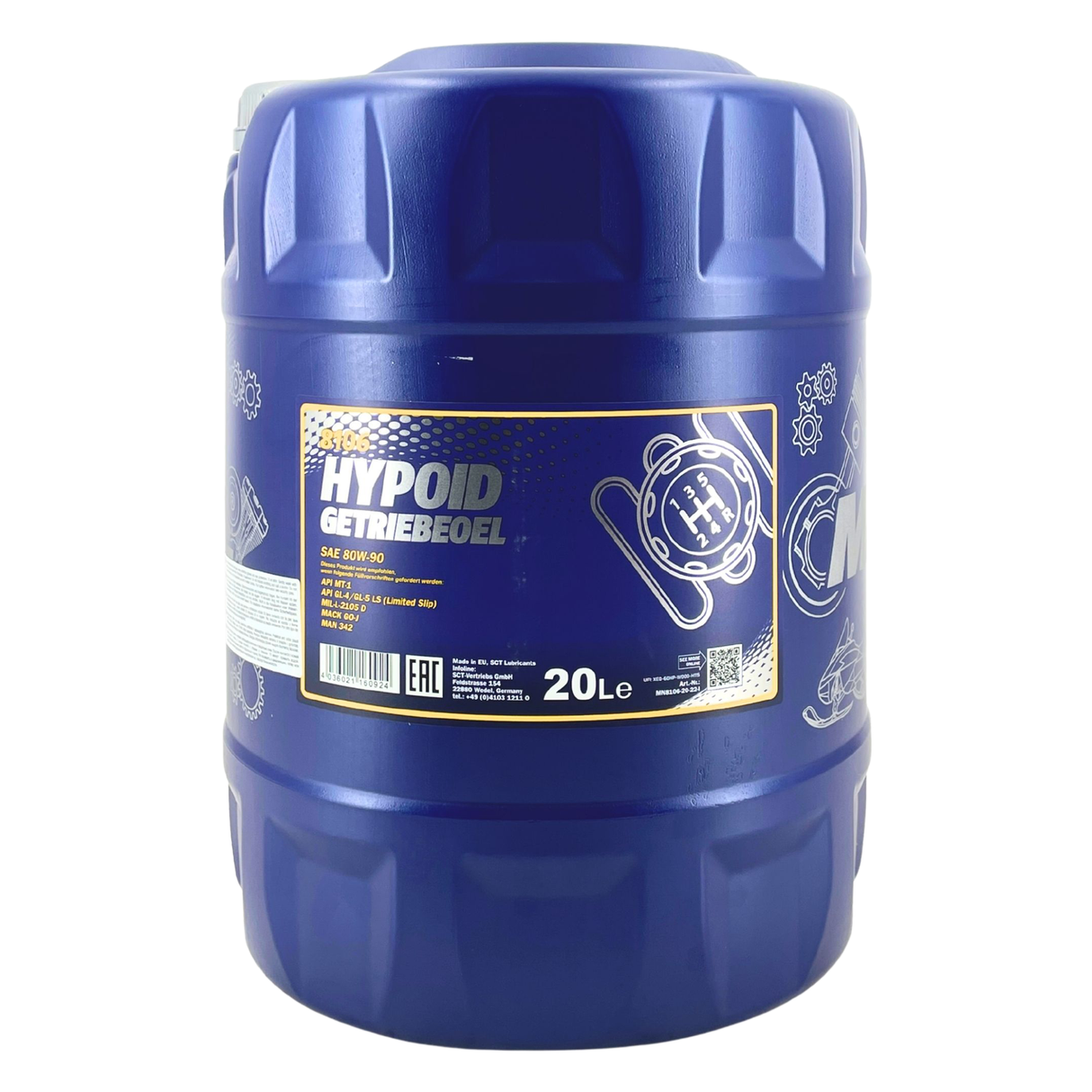 Mannol Hypoid Gear Oil Getriebeöl 80W-90 GL-4/GL-5 LS 20 Liter