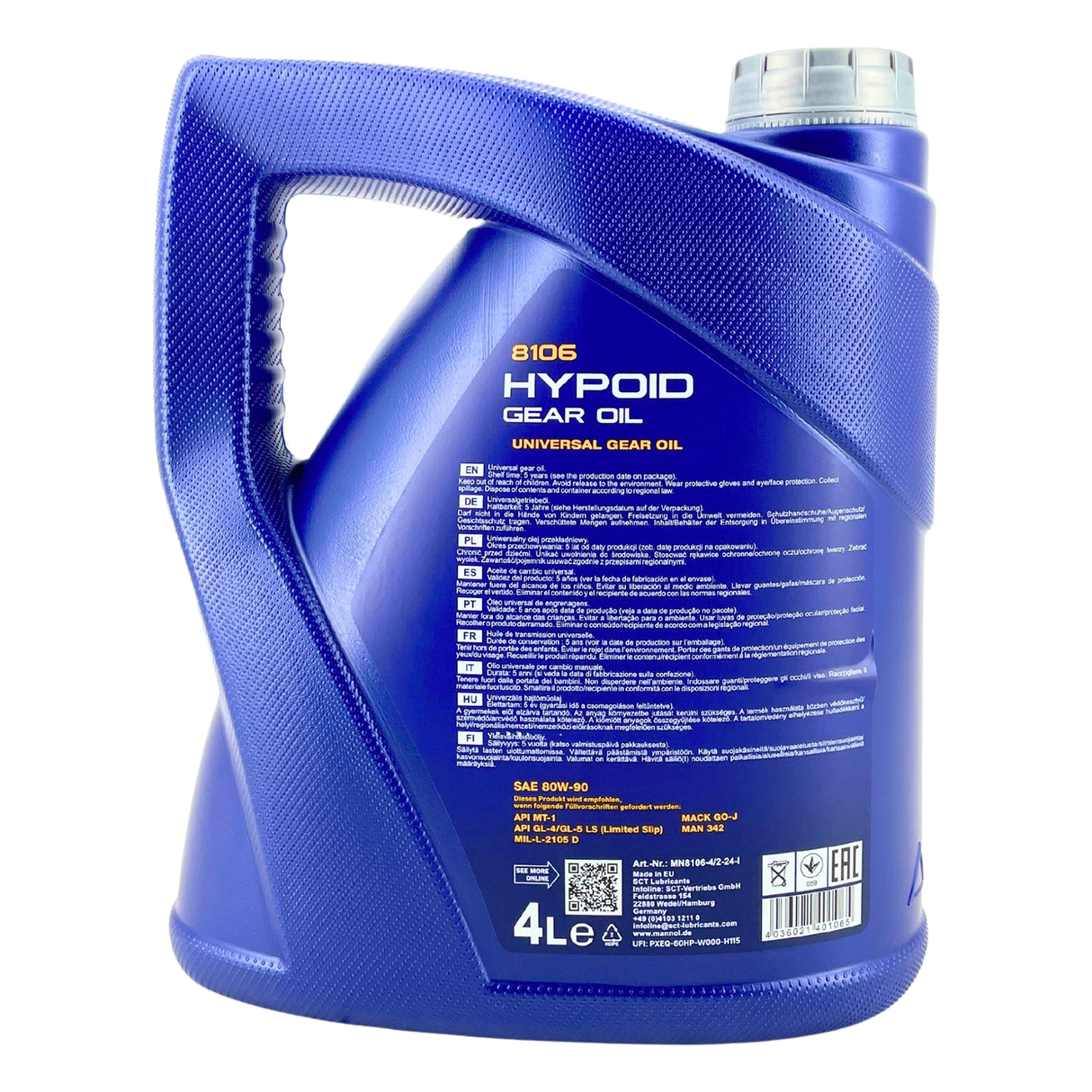 Mannol Hypoid Gear Oil Getriebeöl 80W-90 GL-4/GL-5 LS 4 Liter