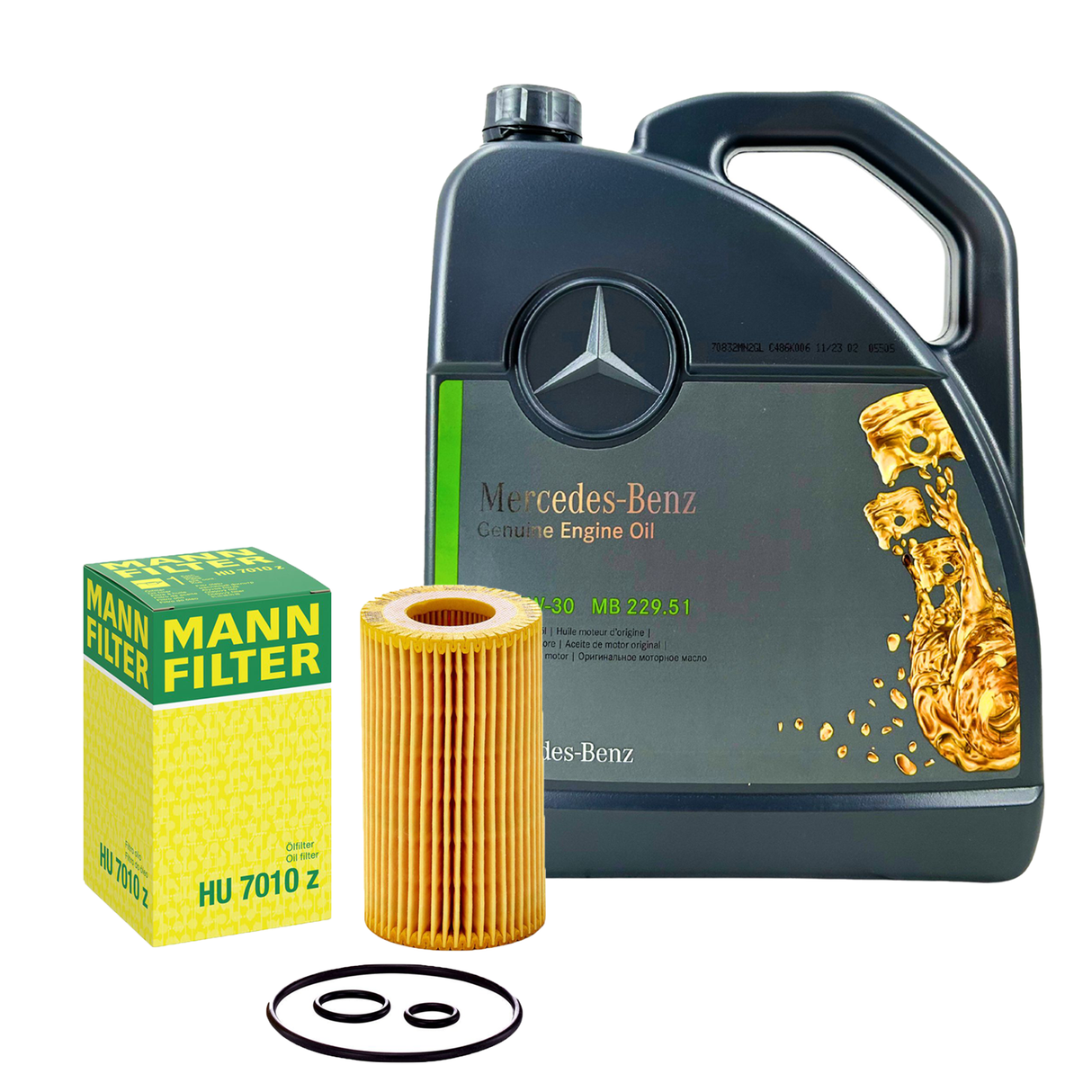 MERCEDES MOTORÖL 5W30 MB 229.51 5 LITER MIT MANN ÖLFILTER HU 7010 z