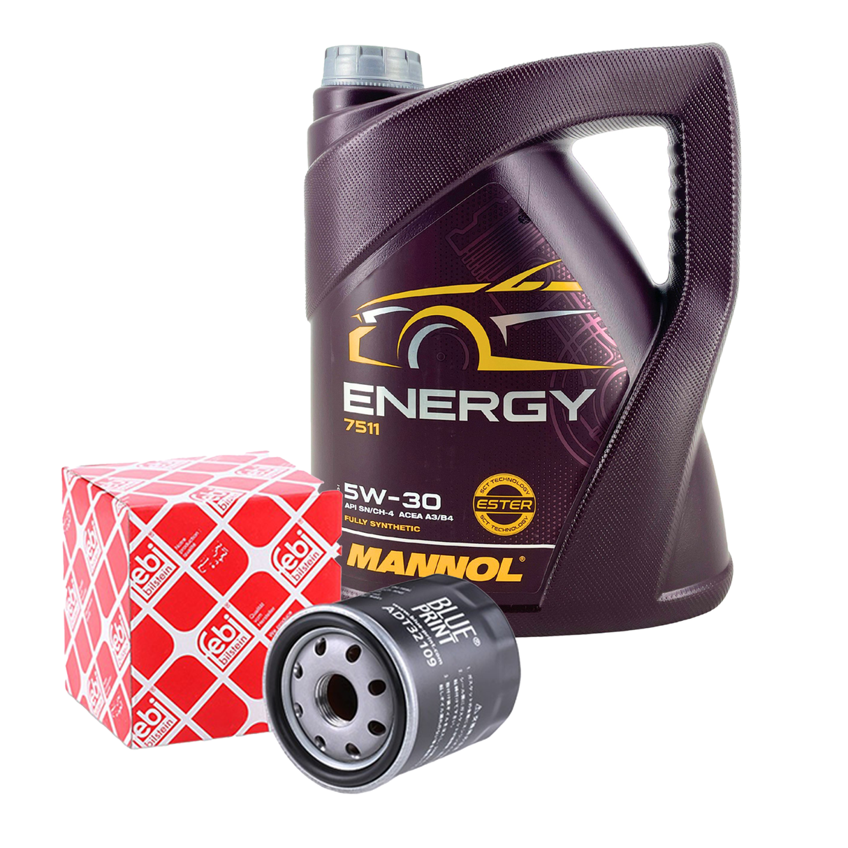 FEBI ÖLFILTER + 5 LITER 5W-30 MANNOL ENERGY MOTORÖL API SL/CF ACEA A3/B4 5W30 ÖL