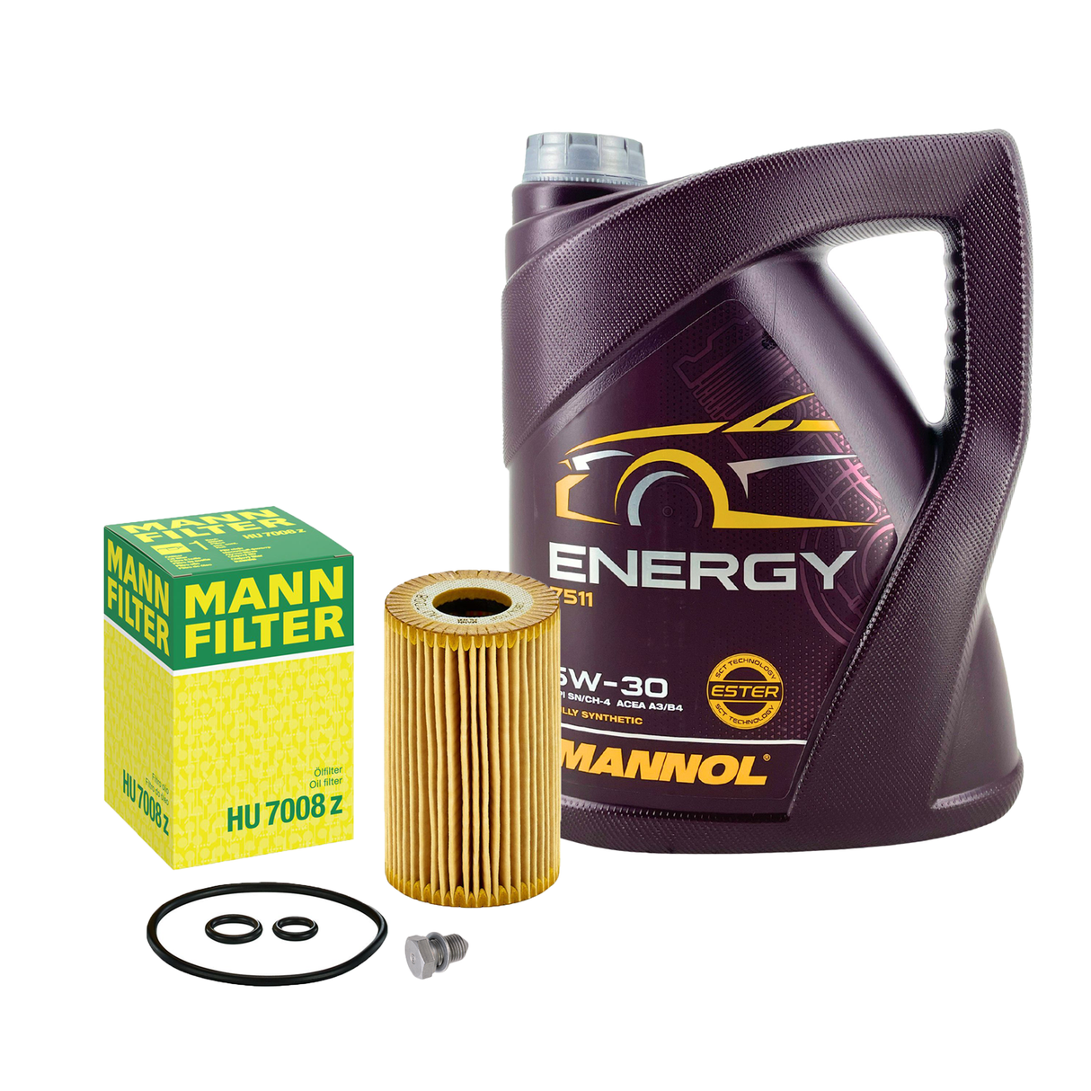 Ölwechselset Mann Filter HU 7008Z + Mannol 5W30 5L für Audi VW Golf V VI Passat