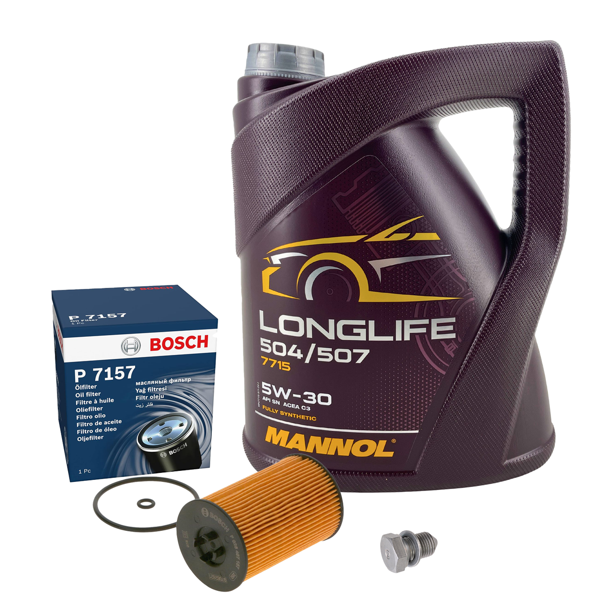 BOSCH ÖLFILTER+MANNOL 5W30 ÖL passend für 1.6+2.0 TDI GOLF 7 PASSAT B8 TOURAN 5T