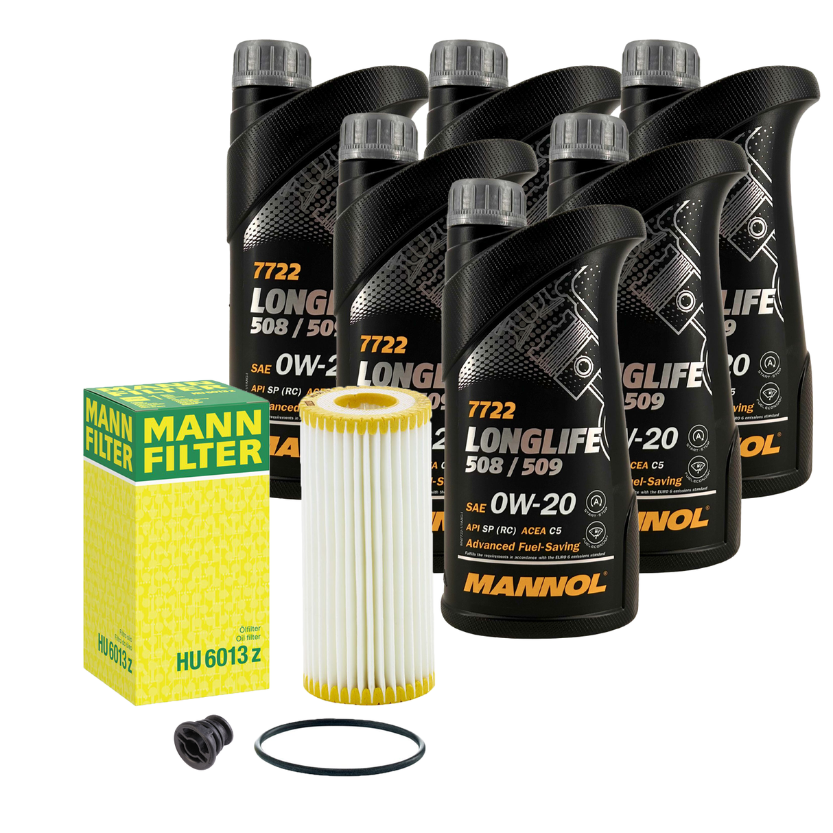 MANN ÖLFILTER + 0W20 MOTORÖL passend für AUDI A1 A3 A4 A5 Q3 35 40 45 50 55 TFSI