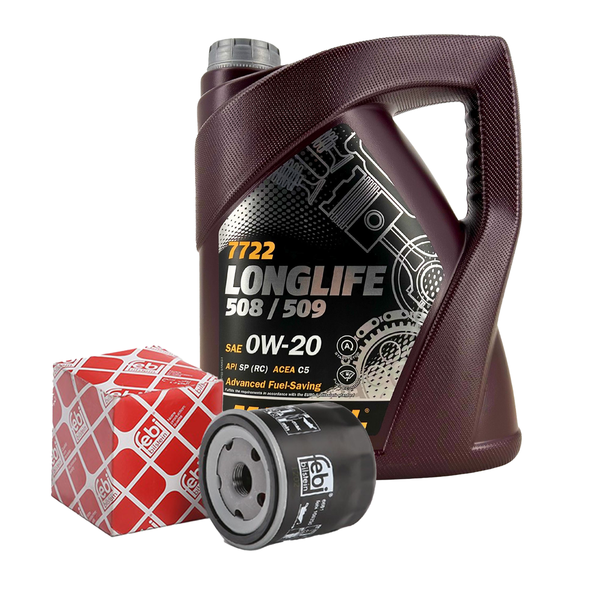 FEBI BILSTEIN ÖLFILTER + 5L 0W-20 MANNOL LONGLIFE MOTORÖL 508.00 509.00 0W20 ÖL
