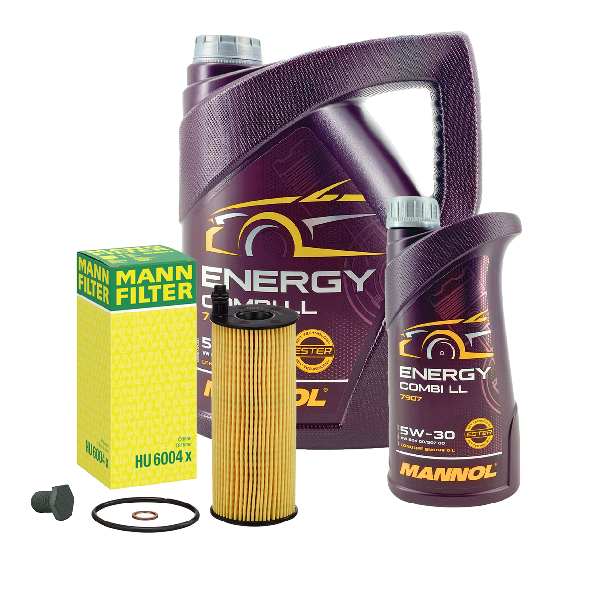 MANN ÖLFILTER + 6L MANNOL 5W-30 COMBI LL + SCHRAUBE passend für BMW d LL-04