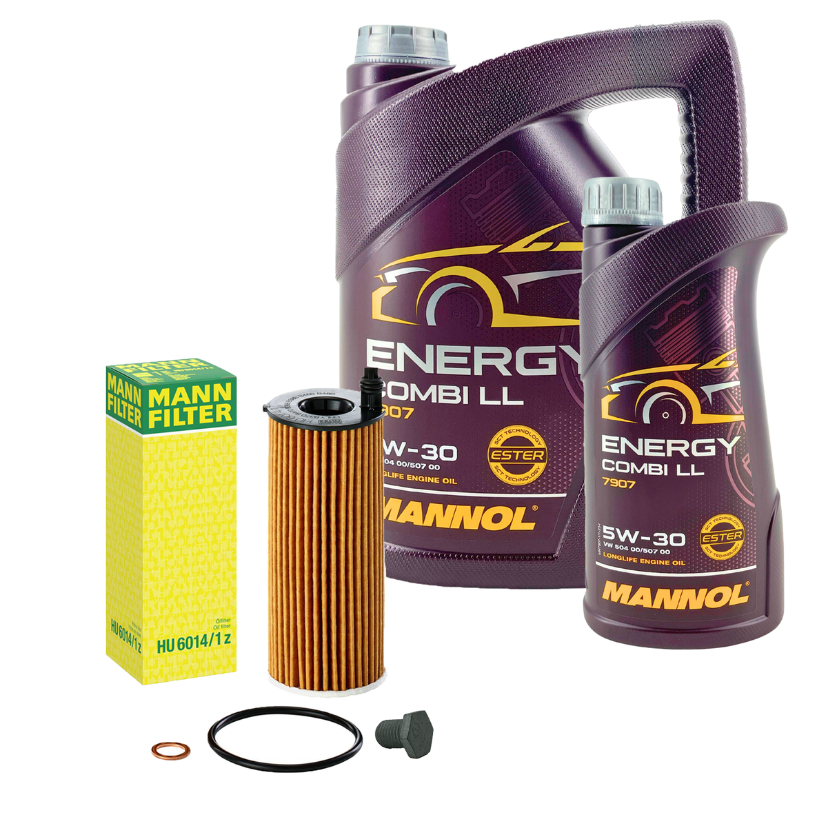 MANN HU6014/1z Ölfilter+MANNOL 5W30 ÖL passend für BMW F20 F21 F30 F31 G20 5 F10