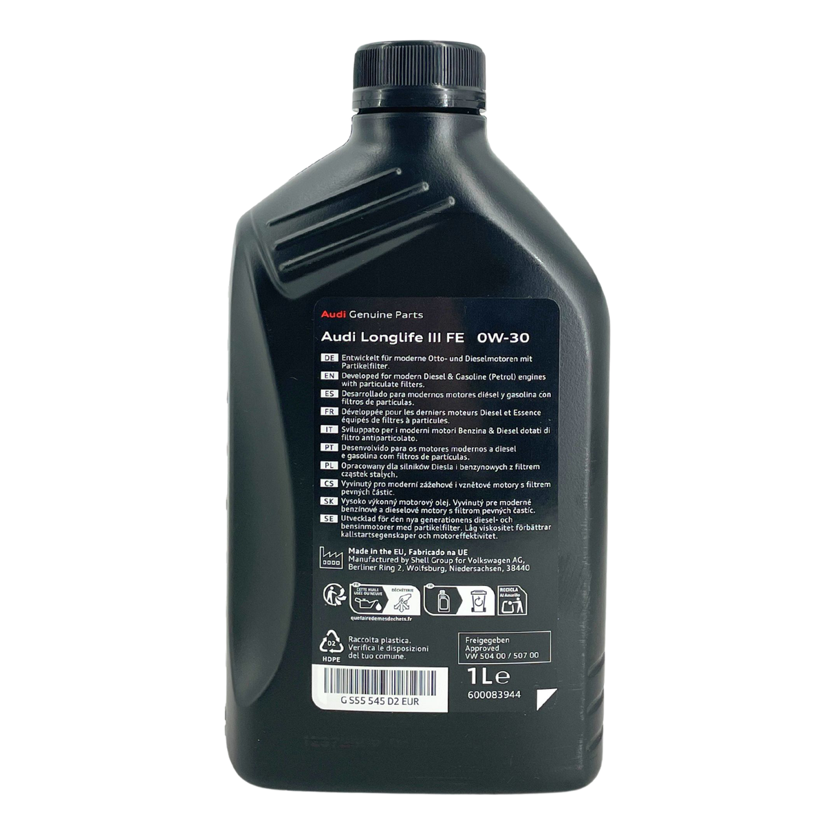 5 Liter Original Audi 0W30 Filter Ölablassschraube A3 A4 A5 Q3 Q5