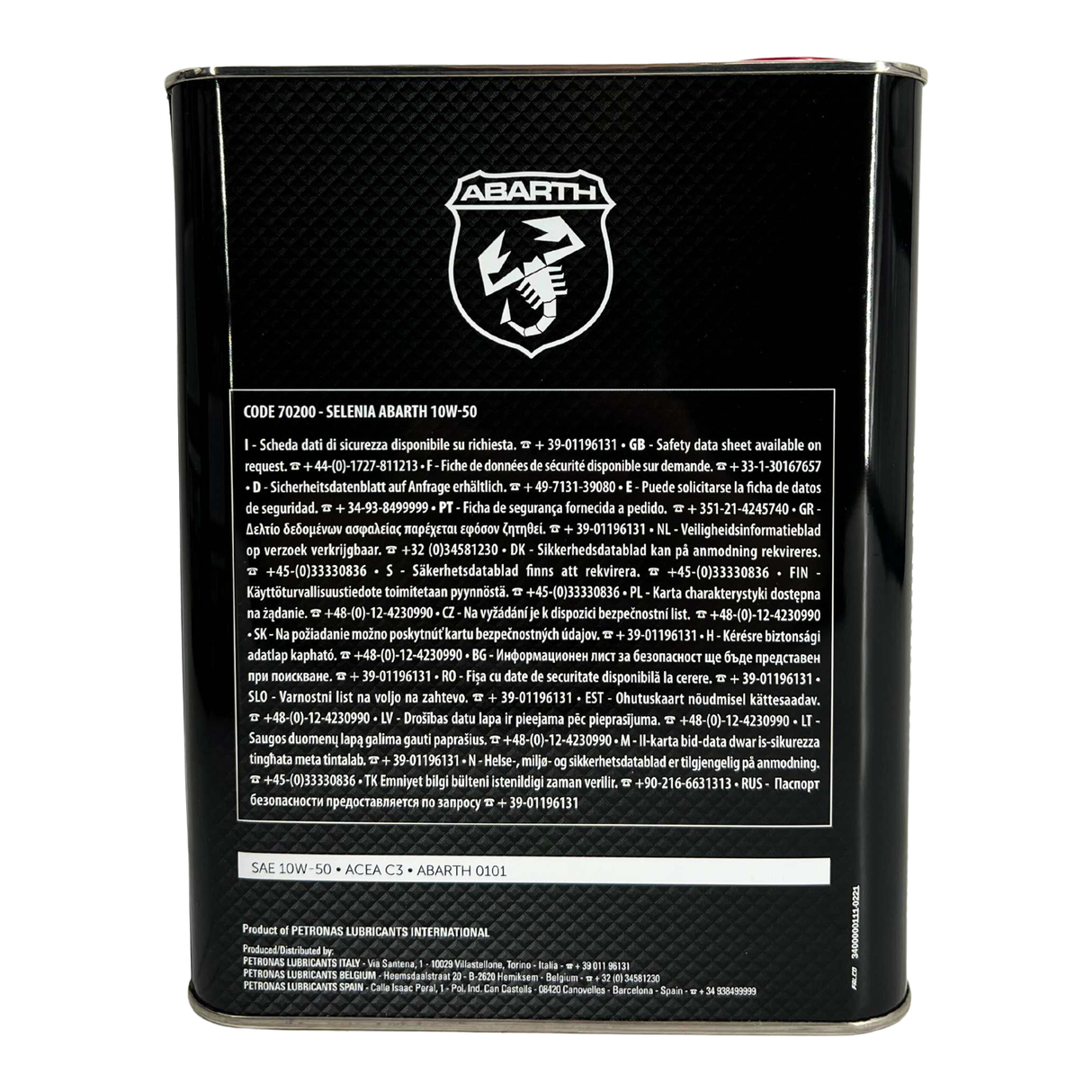 4L Petronas Selenia Abarth 10W50 Ölfilter Ölservicekit für Fiat 500 Abarth