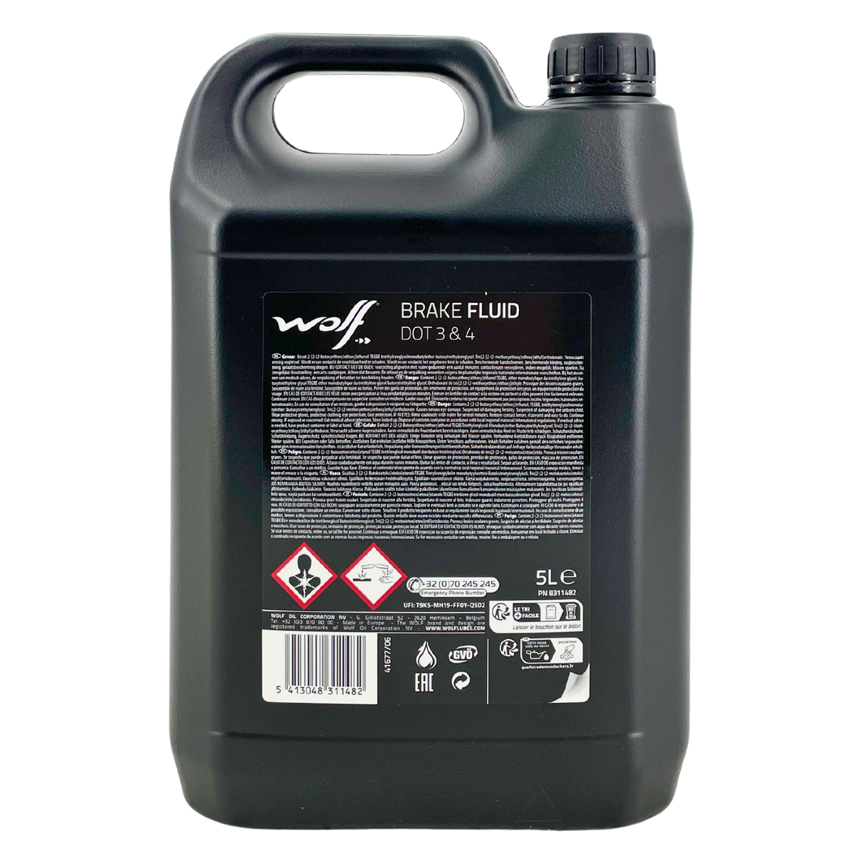 Wolf Brake Fluid DOT 3 & 4 5 Liter