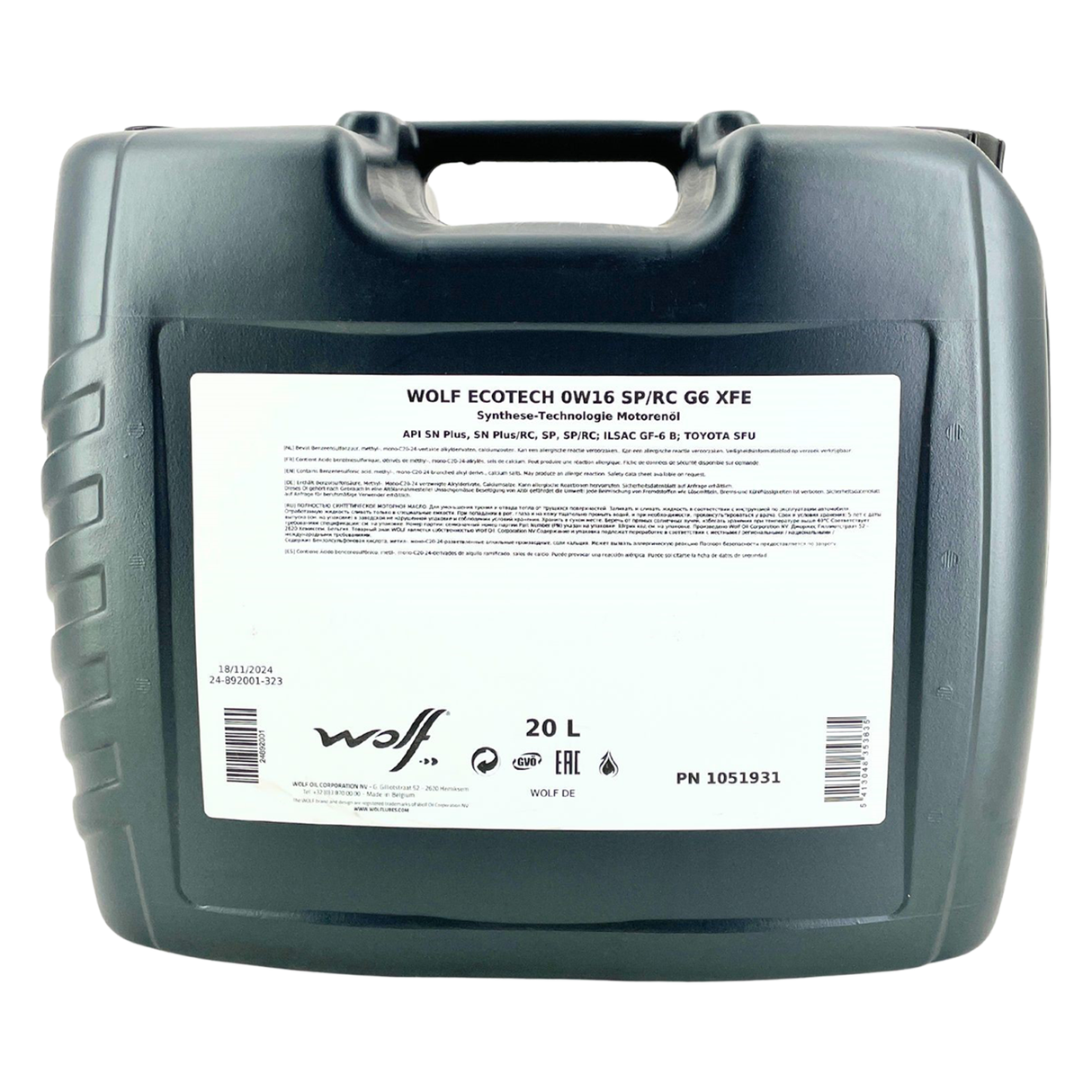 Wolf EcoTech 0W-16 SP/RC G6 XFE 20 Liter