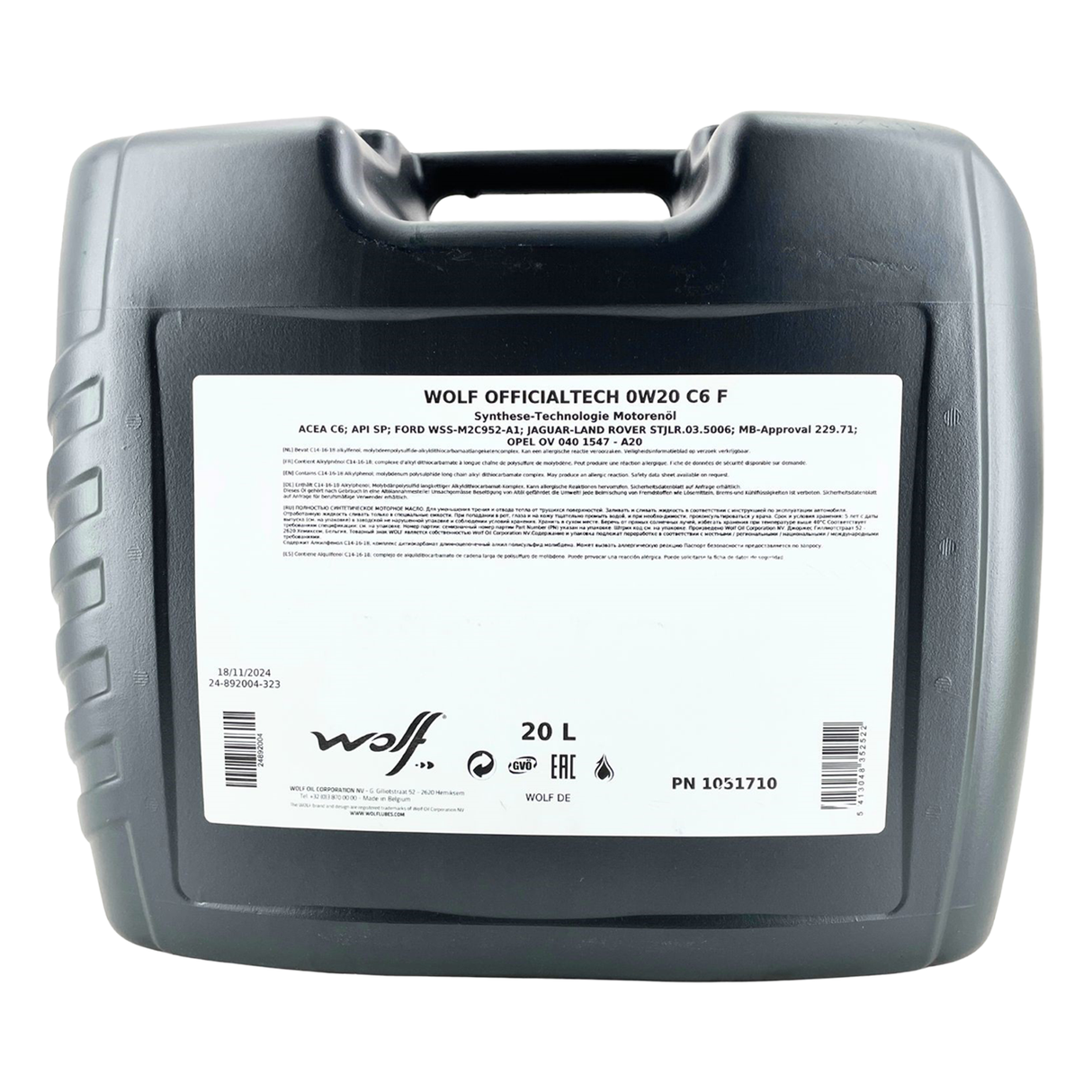 Wolf OfficialTech 0W-20 C6 F 20 Liter
