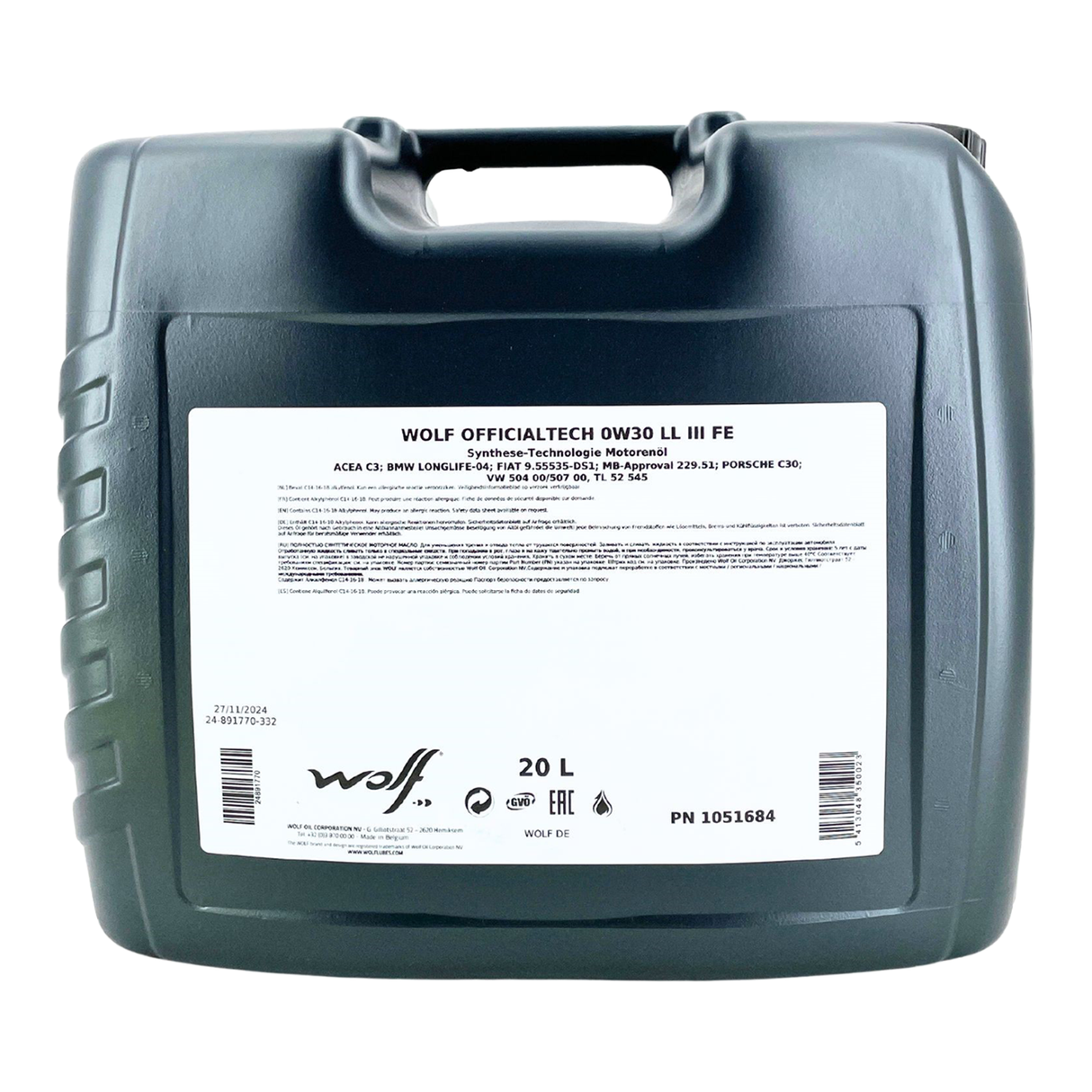 Wolf OfficialTech 0W-30 LL III FE 20 Liter