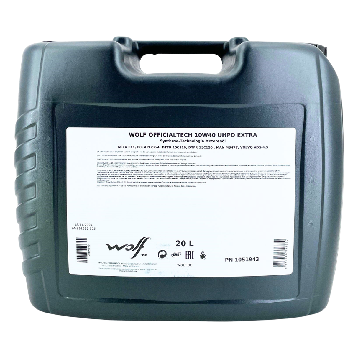 Wolf OfficialTech 10W-40 UHPD Extra 20 Liter
