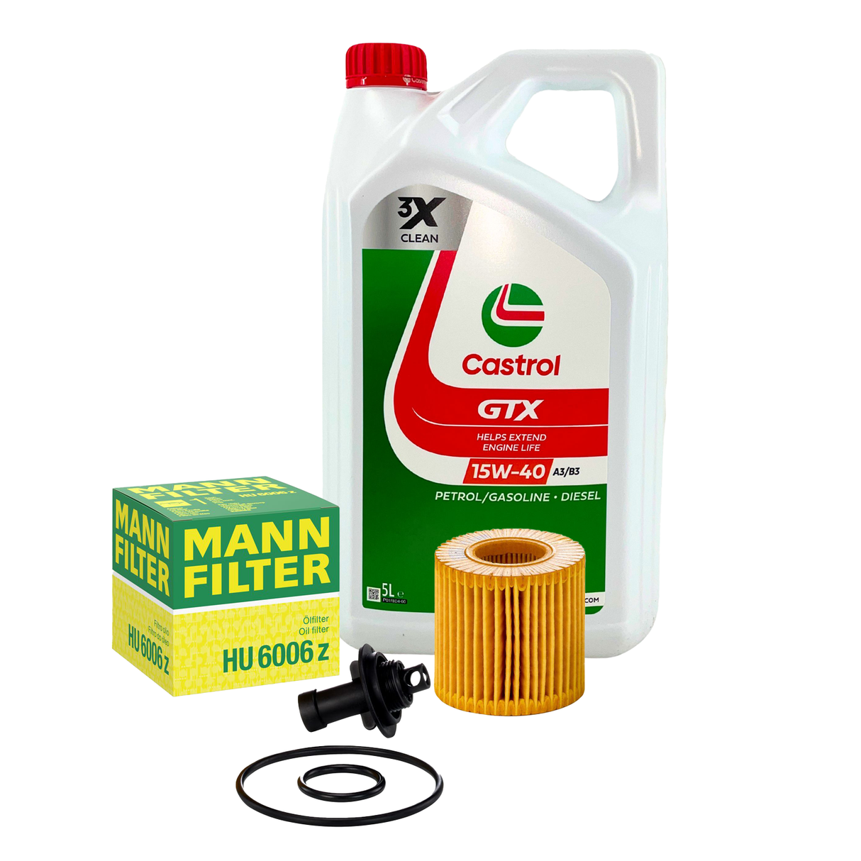 Castrol GTX 15W-40 A3/B3 5 Liter +  Mann-Filter Ölfilter HU 6006 z