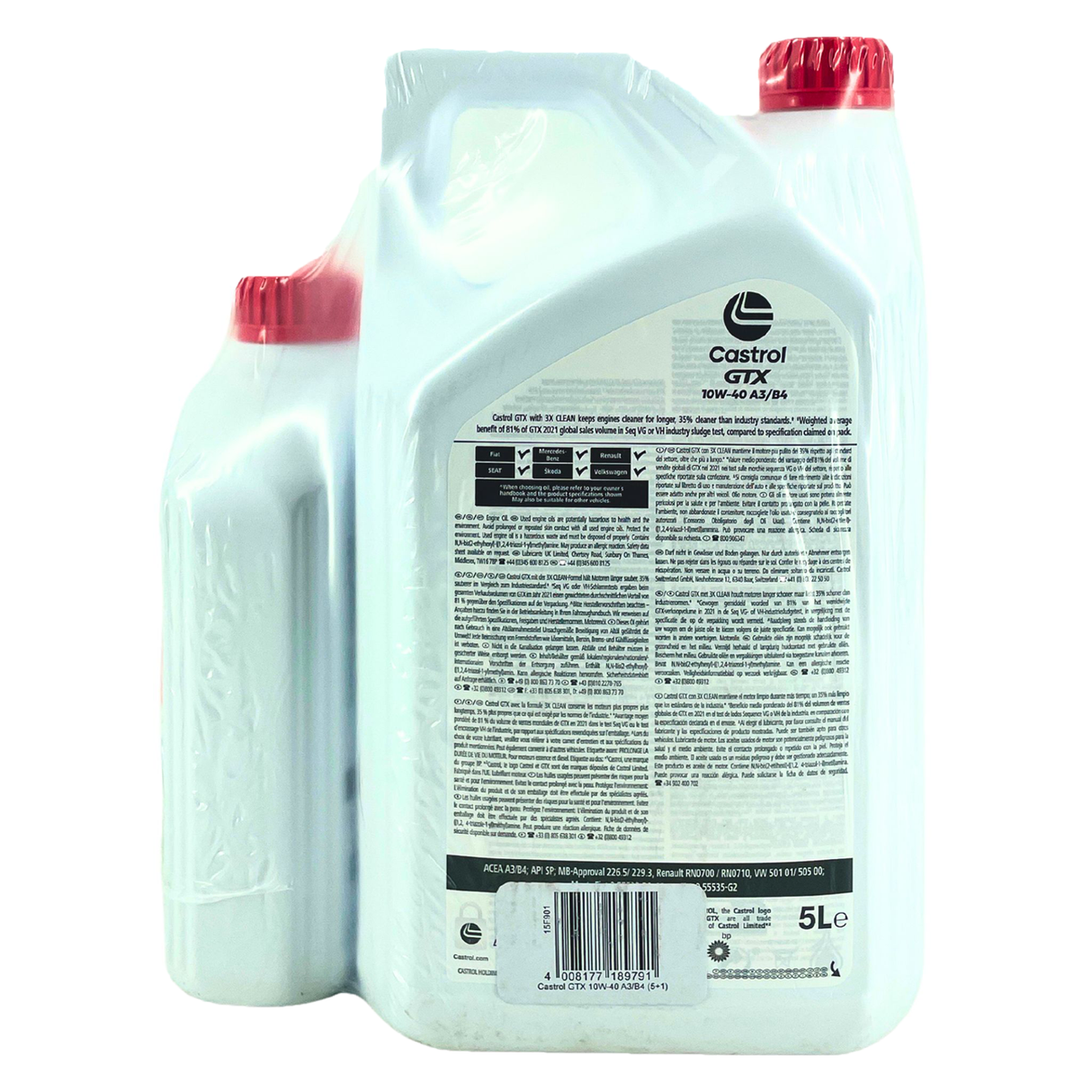 Castrol GTX 10W-40 A3/B4 5 Liter + 1 Liter Gratis