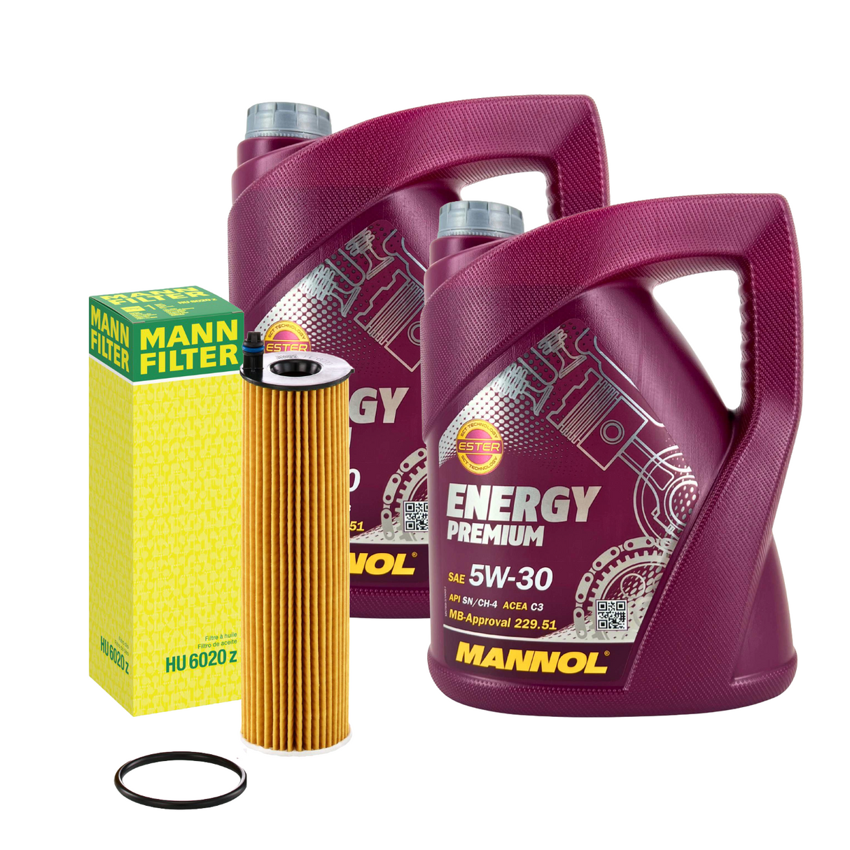 Ölwechselkit für Mercedes Ölfilter MANN HU6020z mit 10L Mannol 5W30 229.52