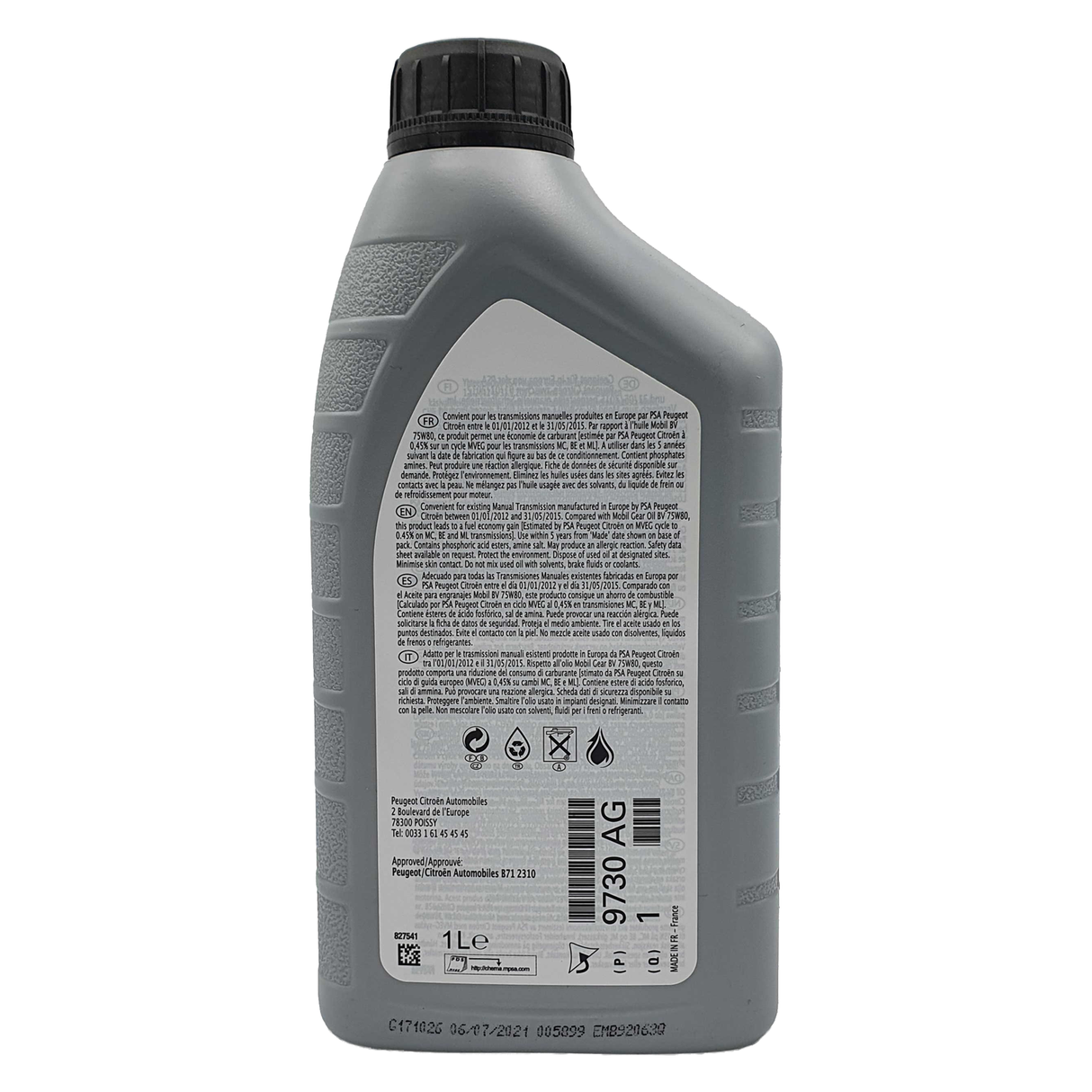 Original Citroen Peugeot Getriebeöl 9730.AG Mobil Gear Oil FE 75W 1 Liter